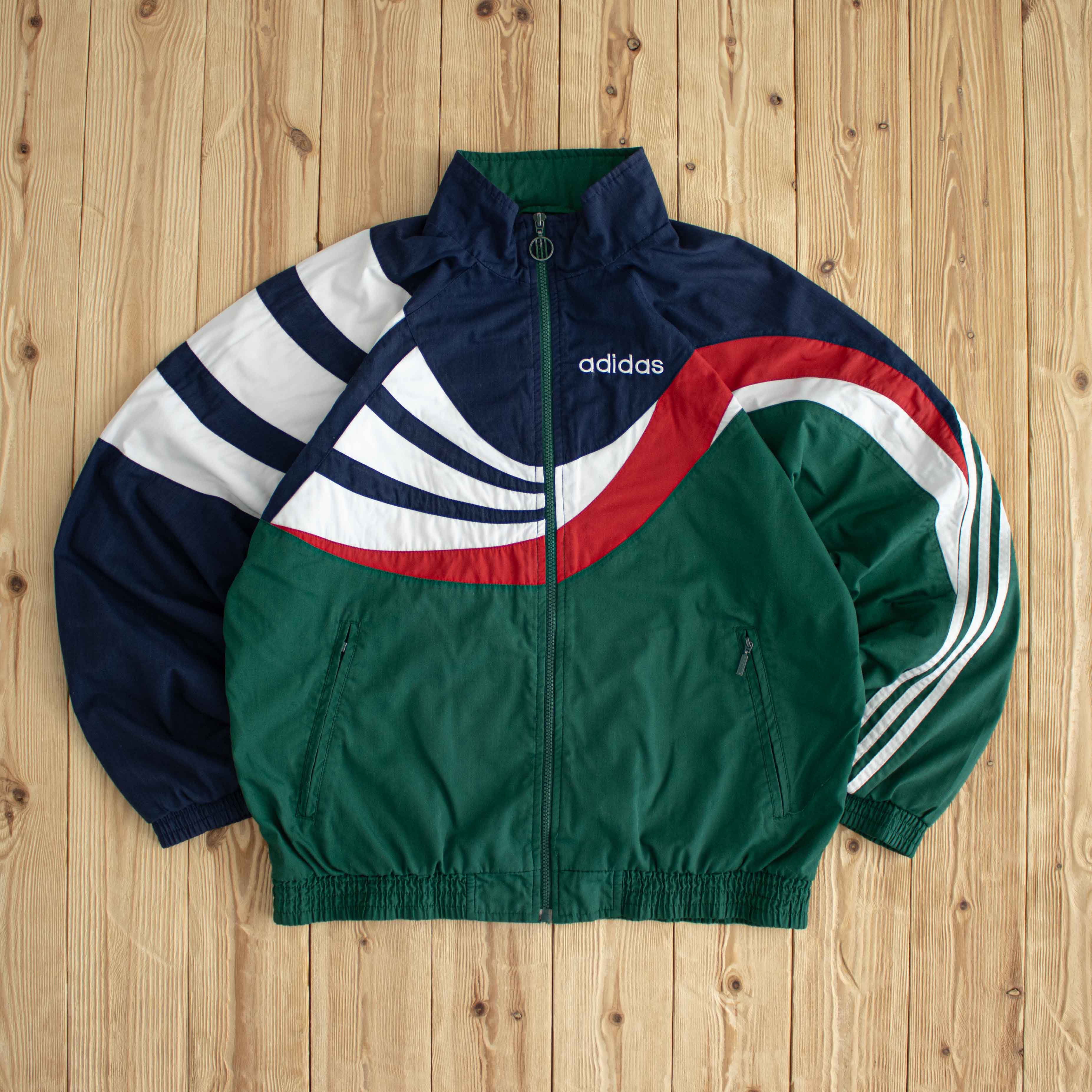 (M/L) Adidas Vintage Embroidered Jacket Green