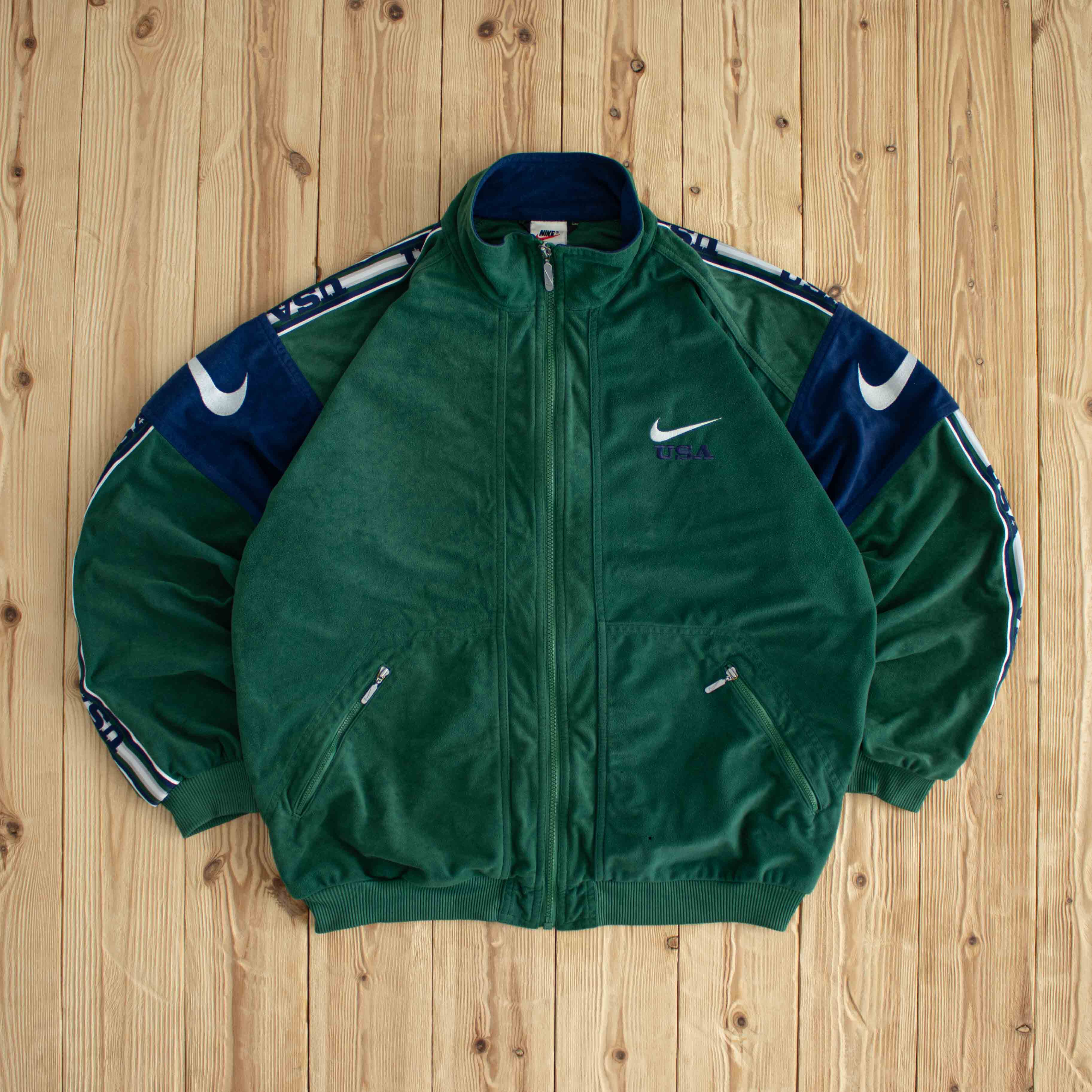 (M) Nike USA Vintage Embroidered Full-Zip Sweatshirt Green