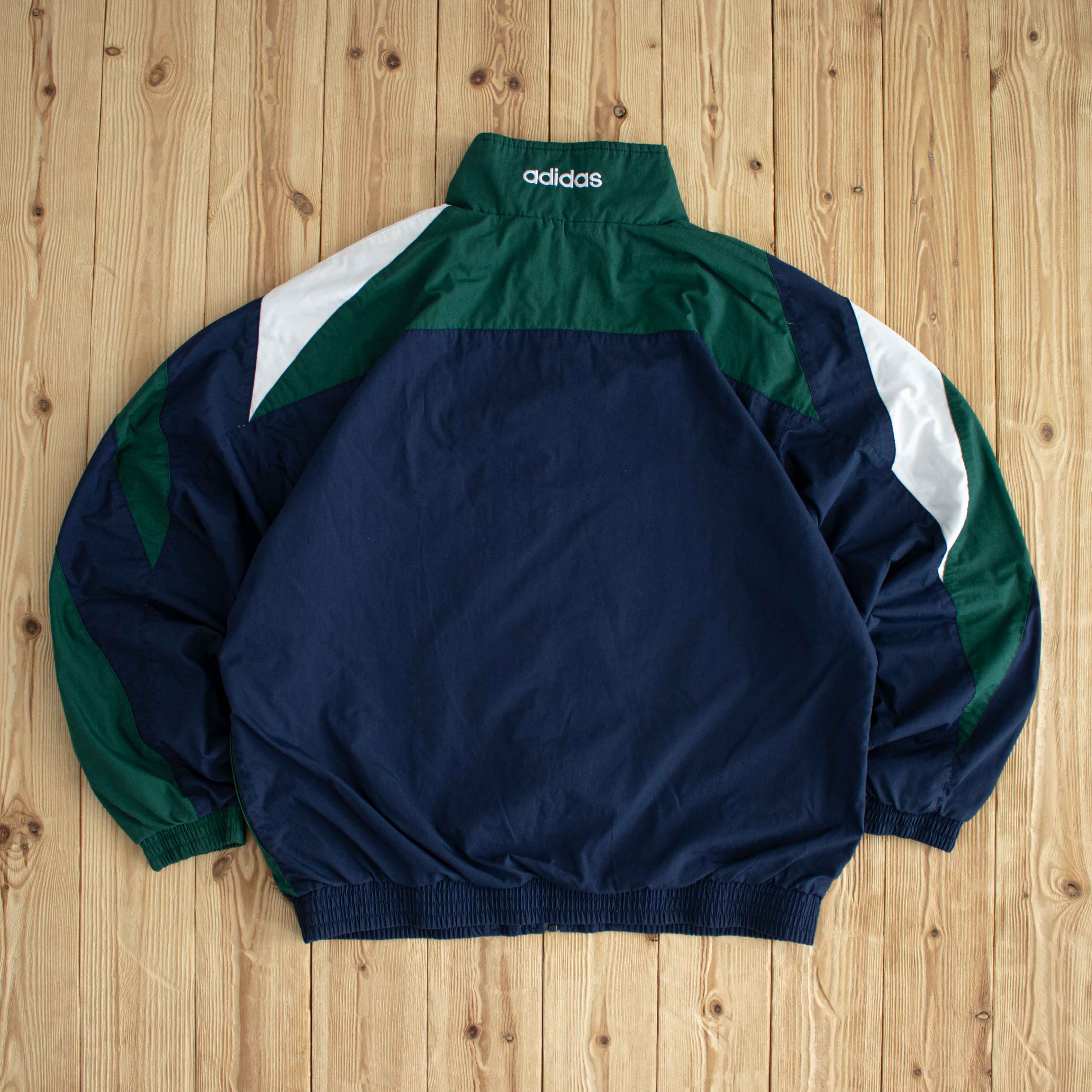 (L/XL) Adidas Vintage Embroidered Jacket Green/Blue