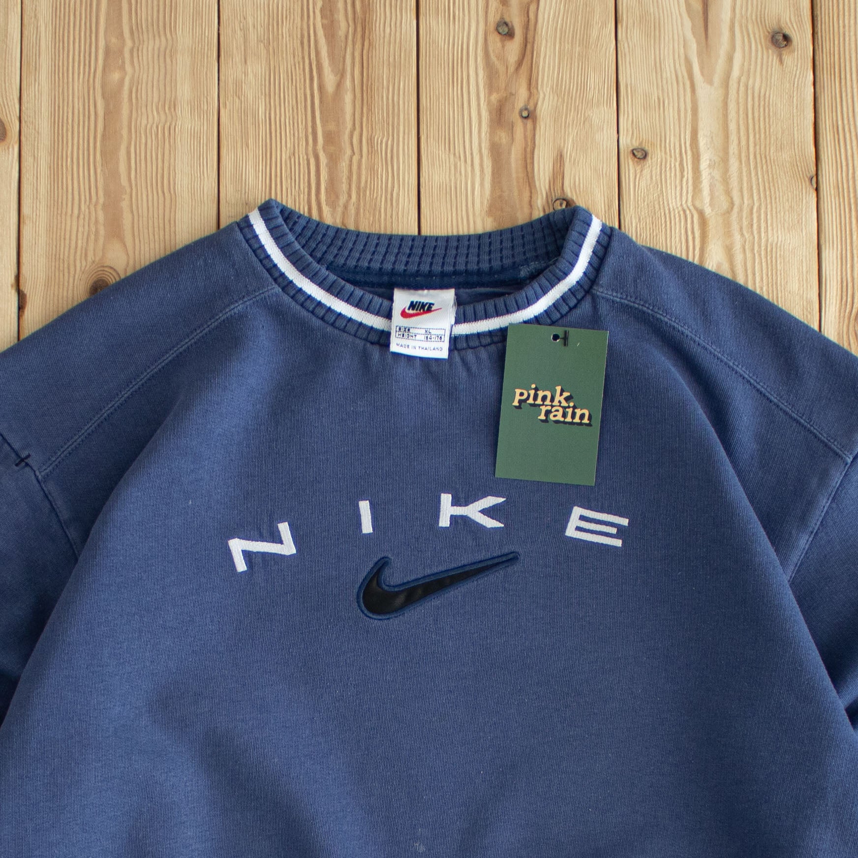 (S) Nike Spell Out Vintage Embroidered Sweatshirt Blue