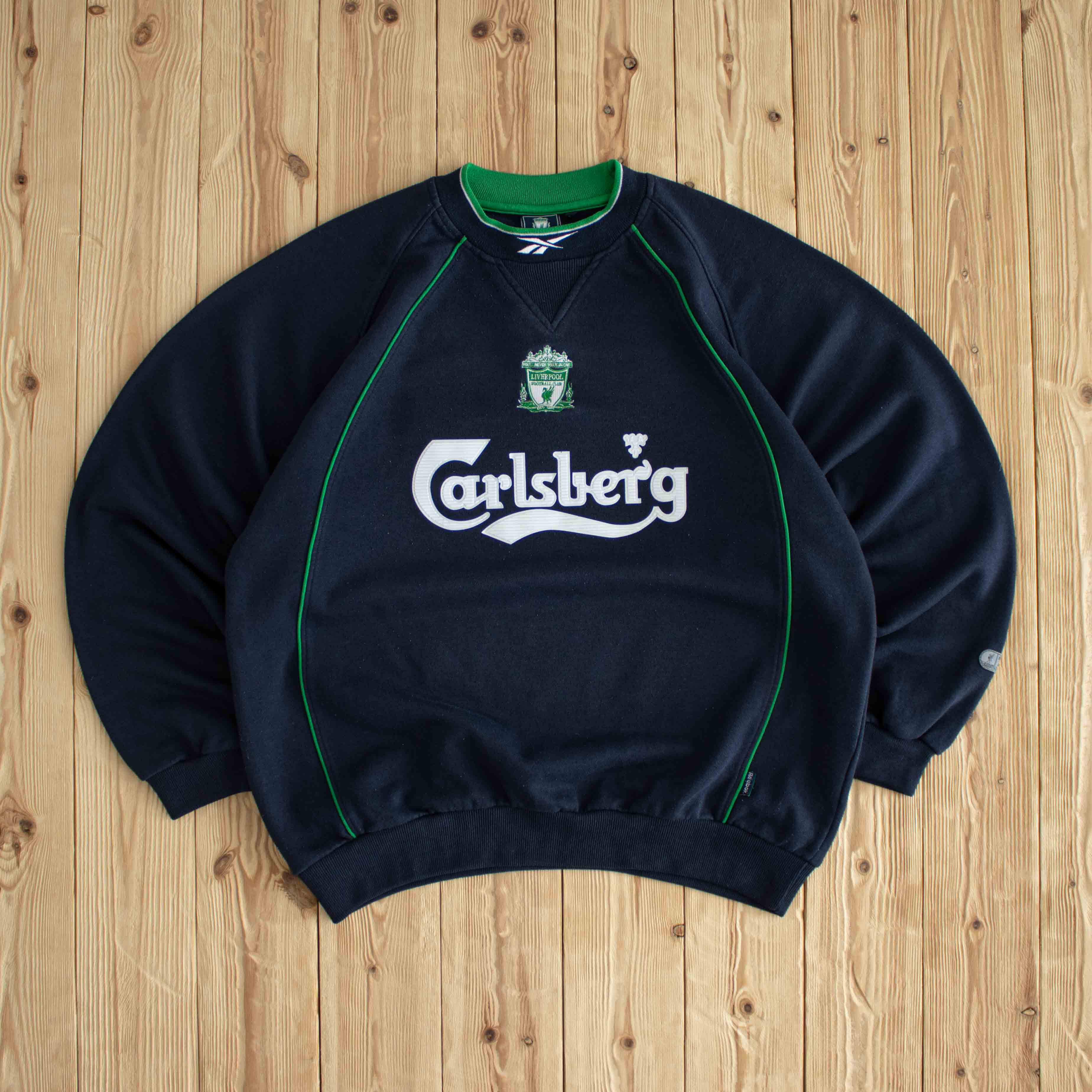 (M/L) Reebok Liverpool F.C. Vintage Embroidered Sweatshirt Blue