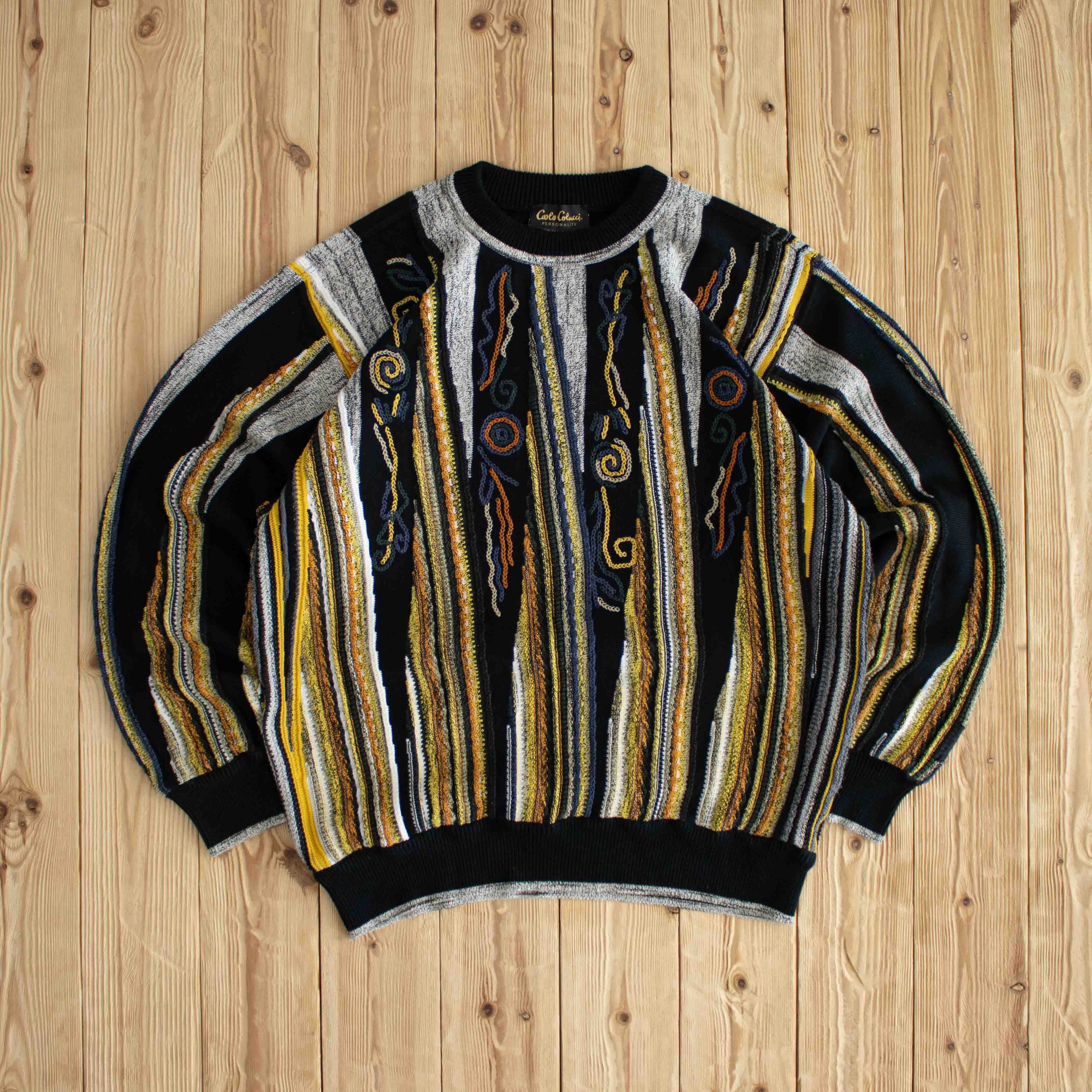 (L) Carlo Colucci Vintage Sweater Black/Orange/Yellow