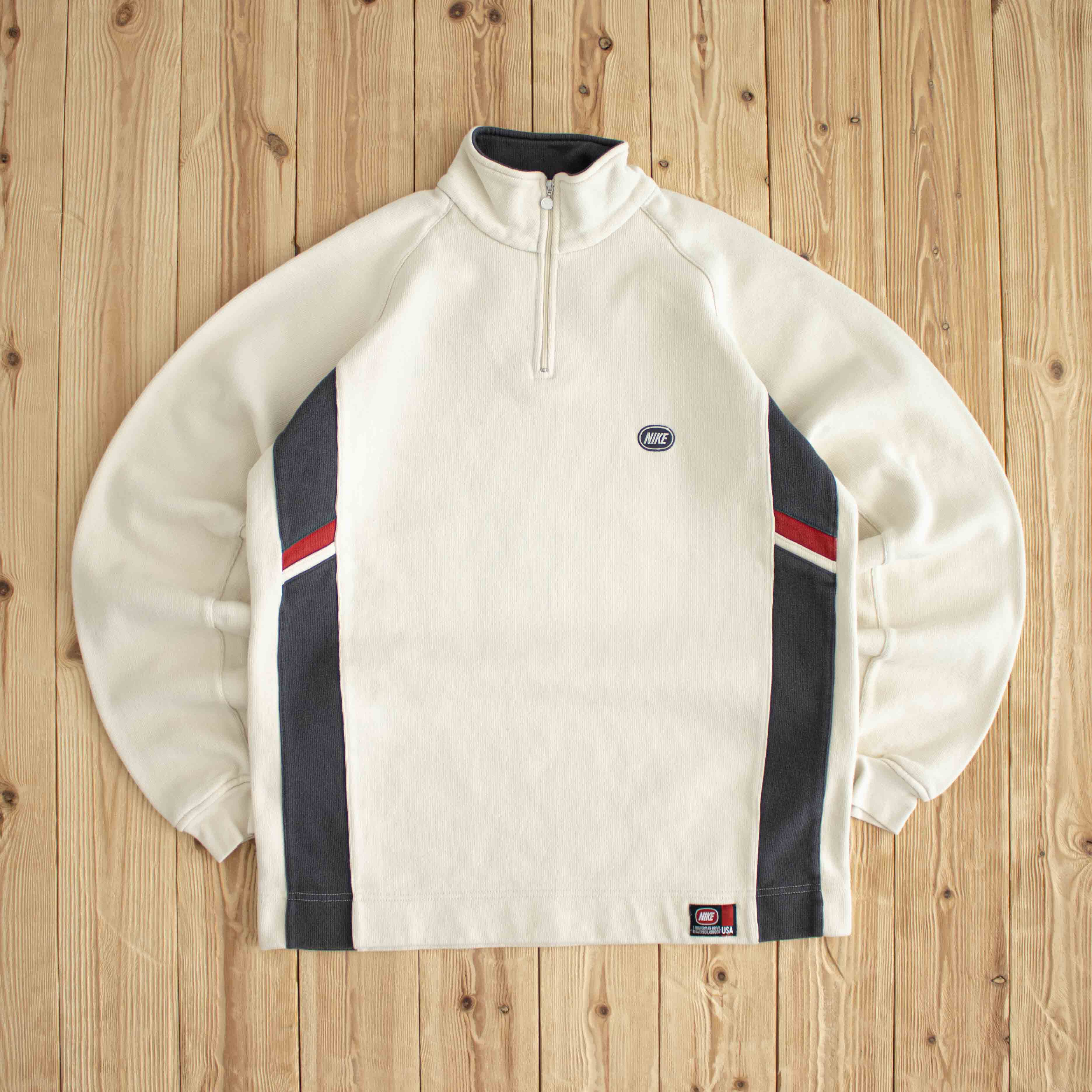 (L) Nike Vintage Embroidered Quarter-Zip Beige