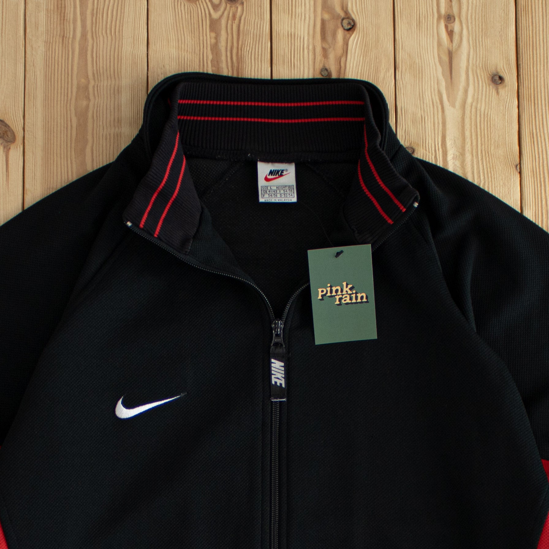 (L) Nike Swoosh Vintage Embroidered Full-Zip Sweatshirt Black