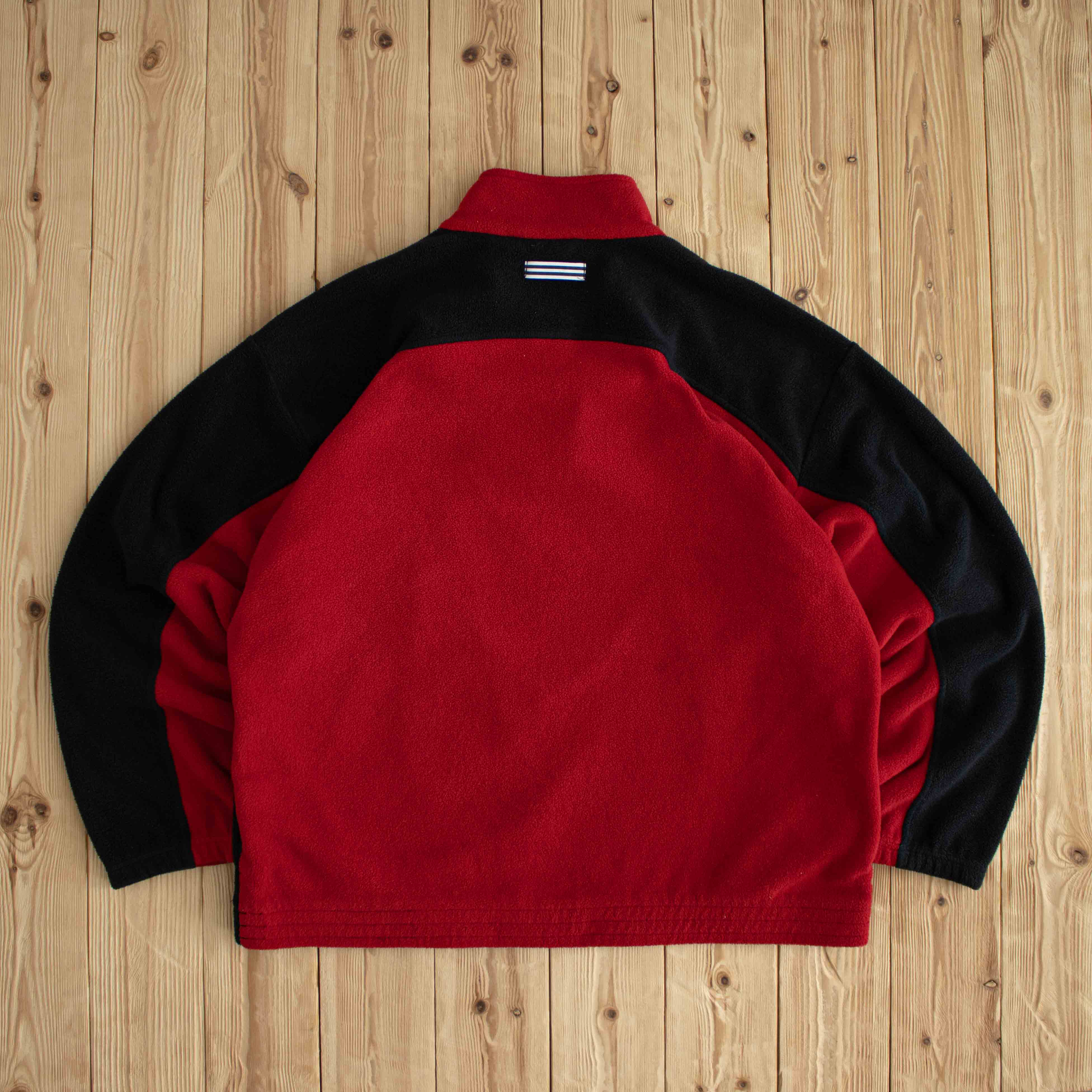 (L) Adidas Vintage Embroidered Fleece Quarter-Zip Red