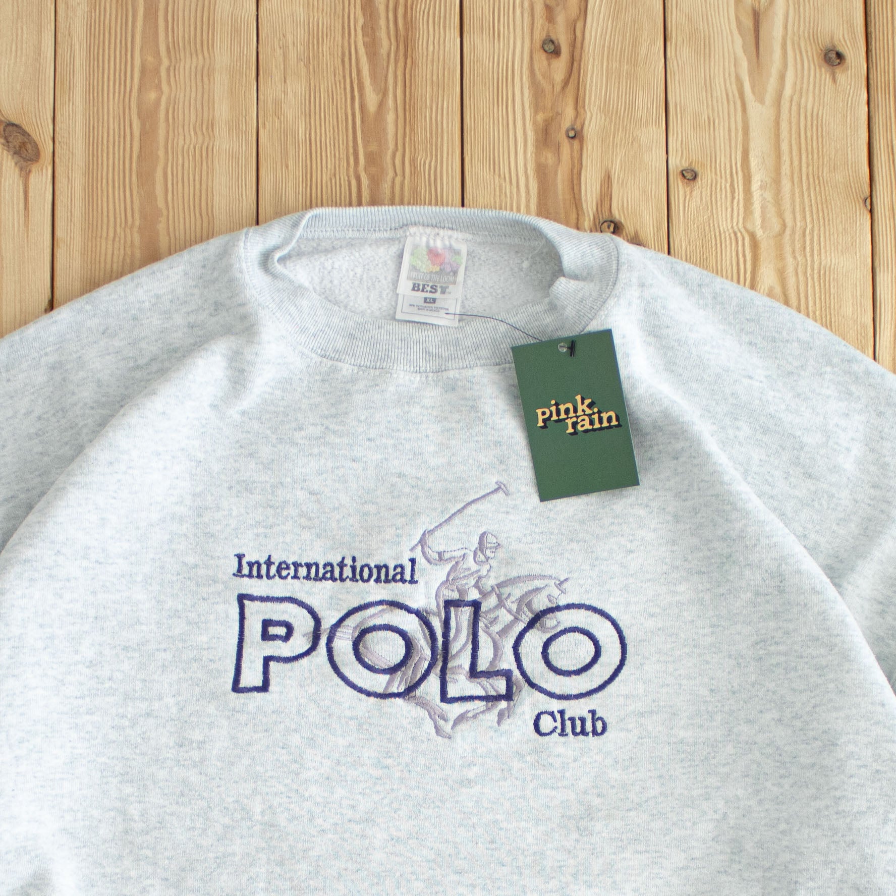 (M) International Polo Club Vintage Embroidered Sweatshirt Gray
