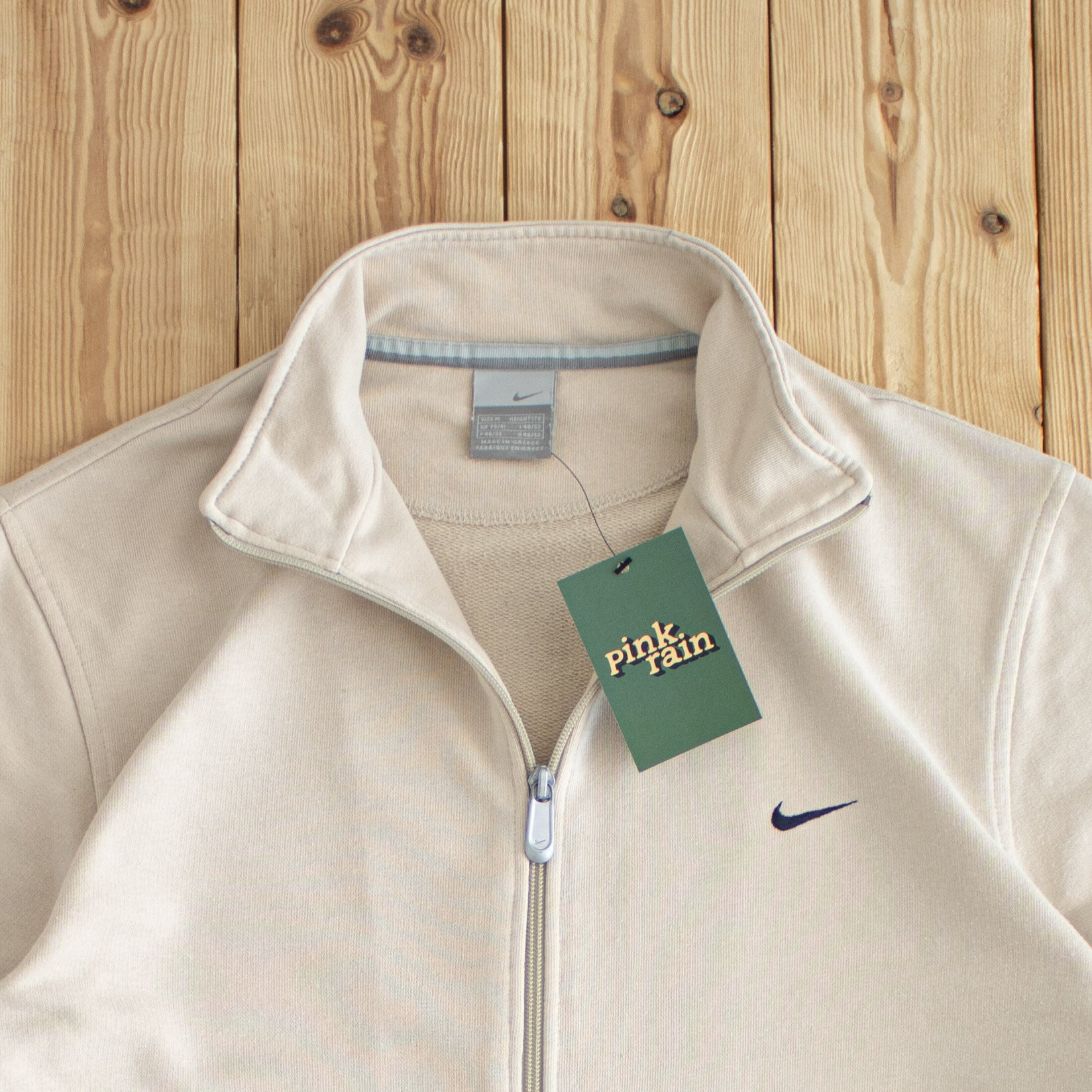(M) Nike Vintage Embroidered Full-Zip Sweatshirt Beige