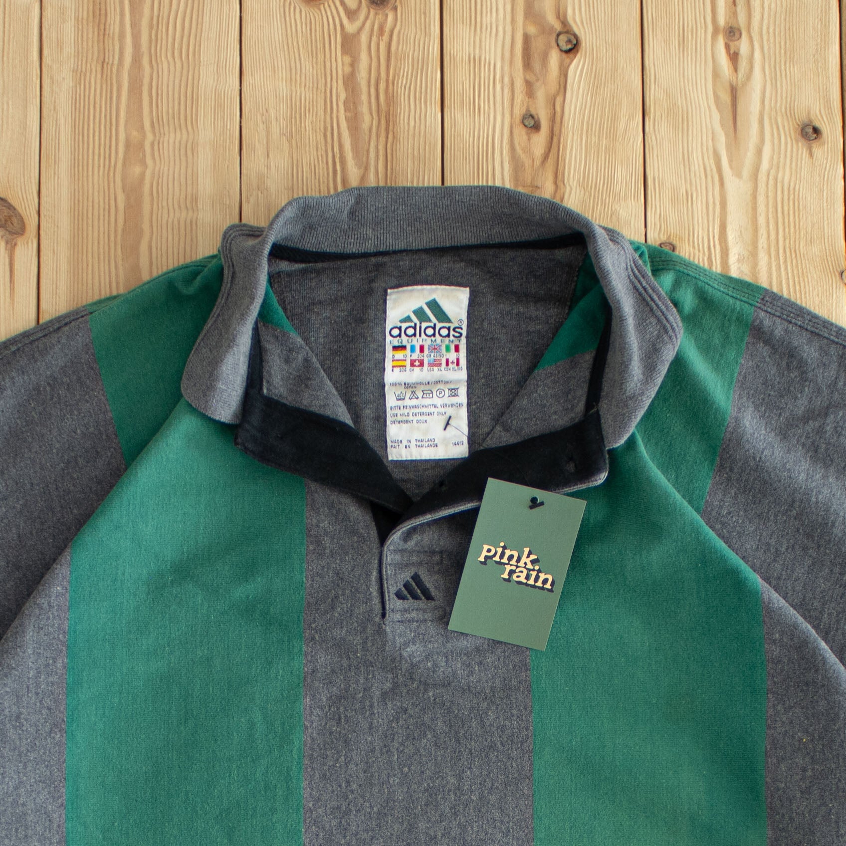 (XL) Adidas Equipment Vintage Embroidered Button Up Longsleeve Green/Gray
