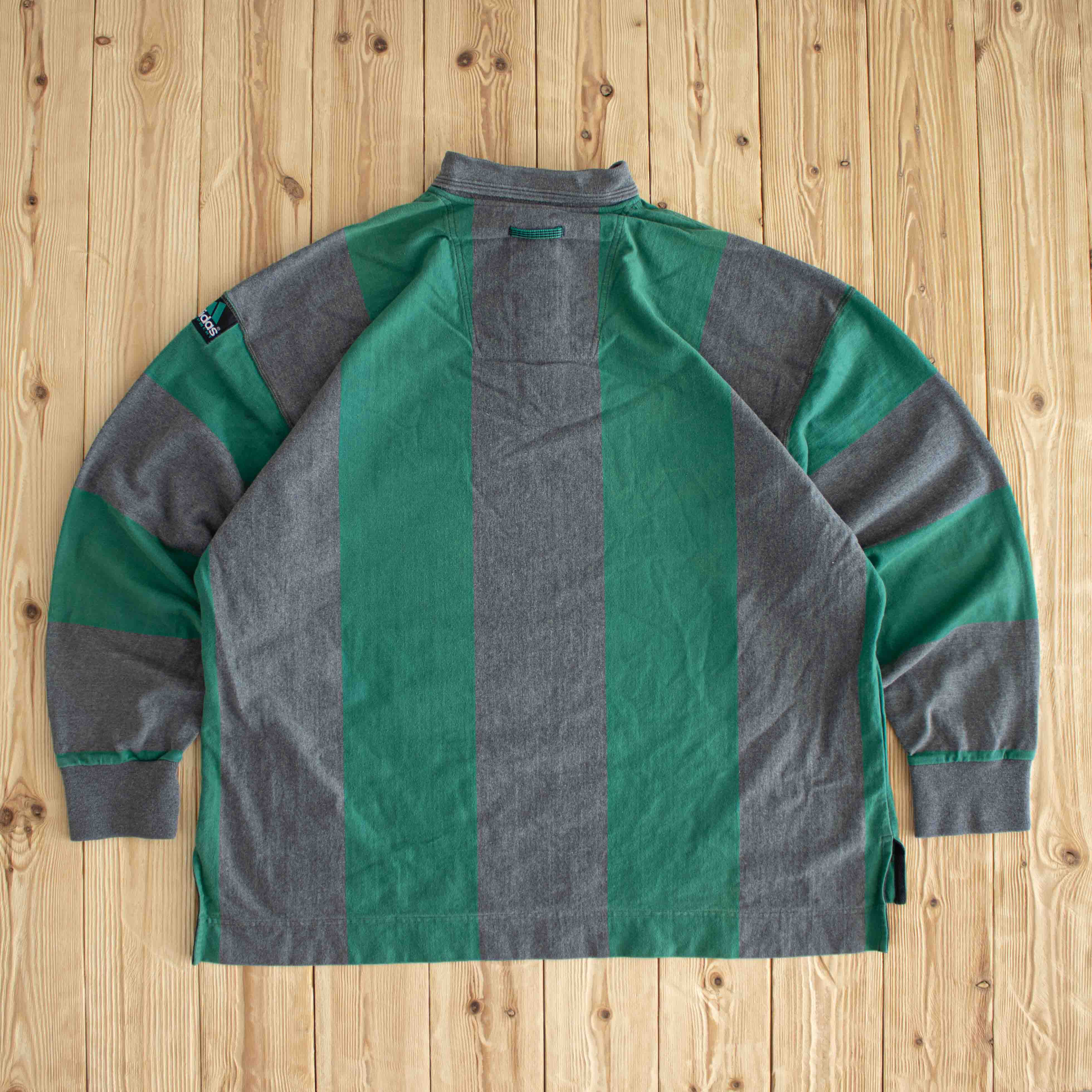 (XL) Adidas Equipment Vintage Embroidered Button Up Longsleeve Green/Gray