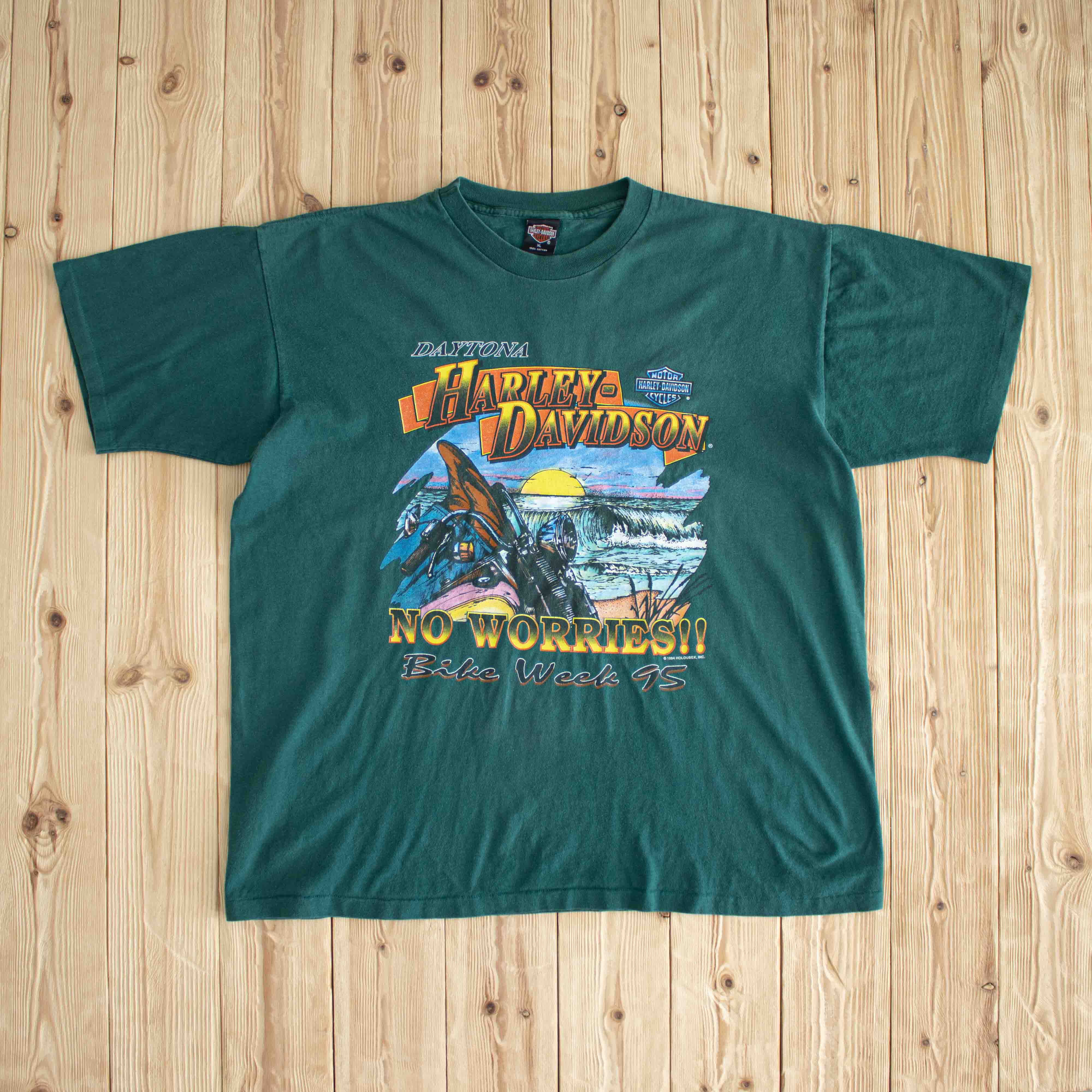 (L/XL) 1994 Harley Davidson Daytona Vintage T-Shirt Green