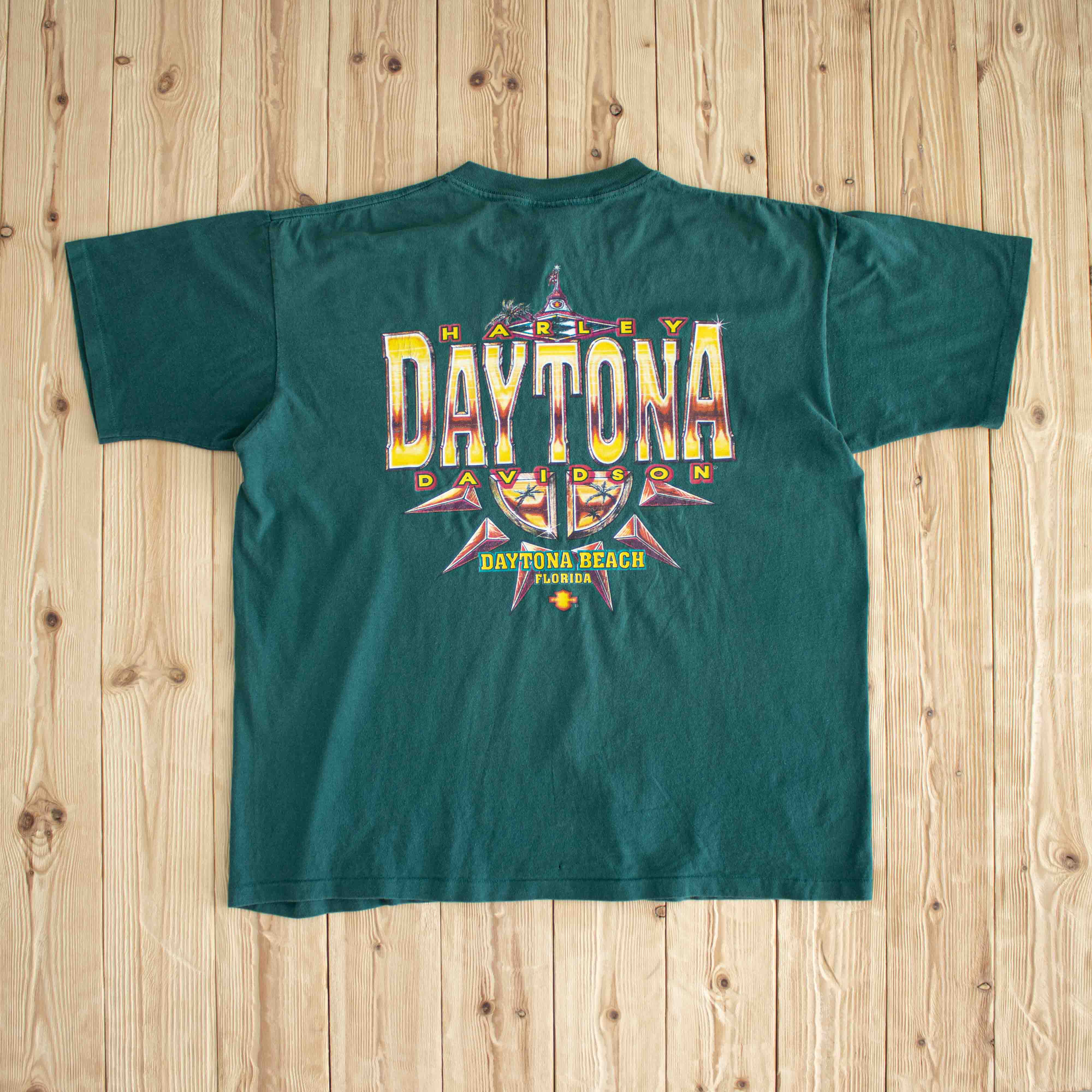 (L/XL) 1994 Harley Davidson Daytona Vintage T-Shirt Green