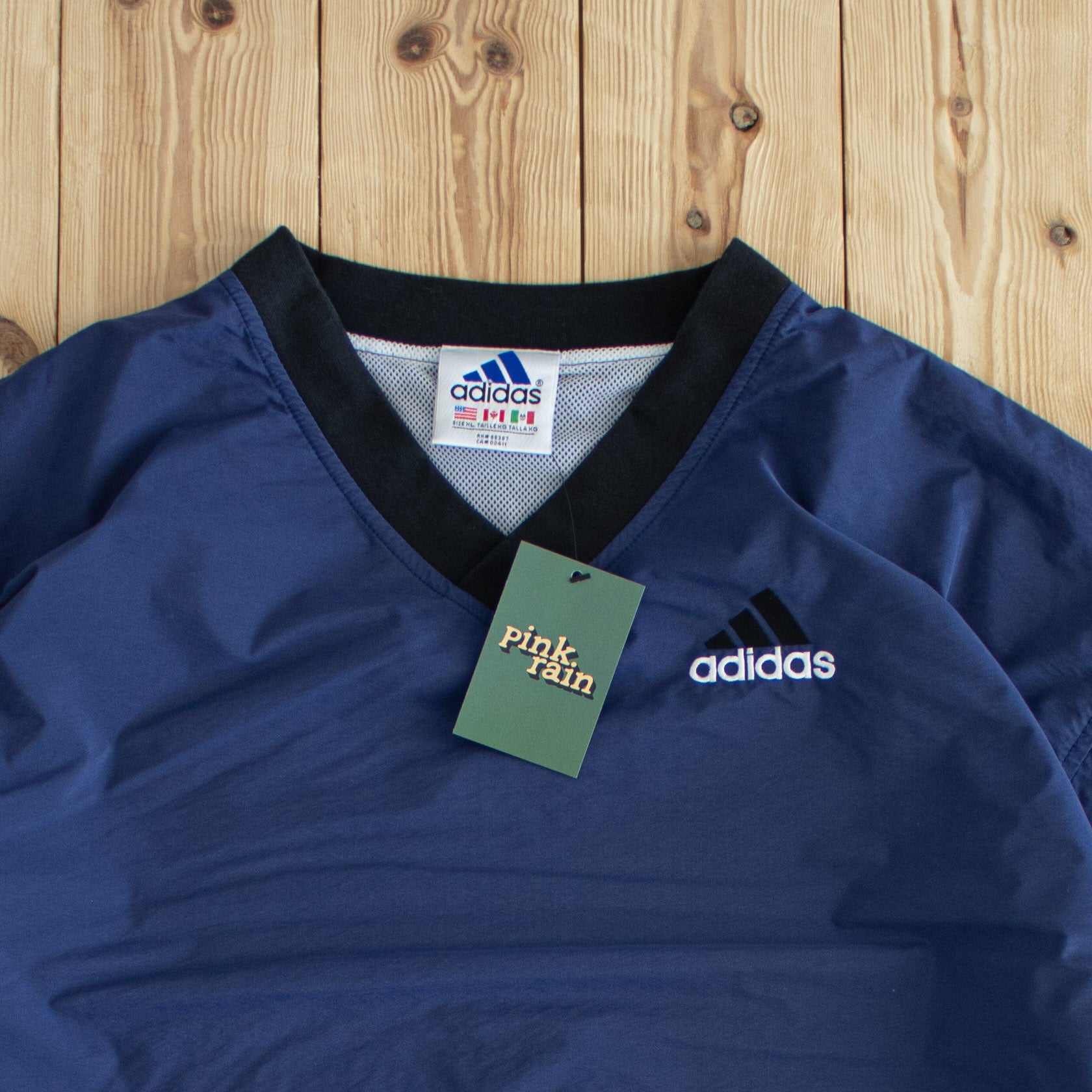 (XL) Adidas Vintage Embroidered Windbreaker Blue