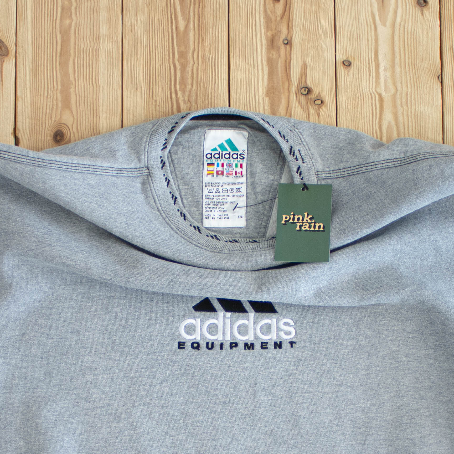(M/L) Adidas Equipment Vintage Embroidered Sweatshirt Gray