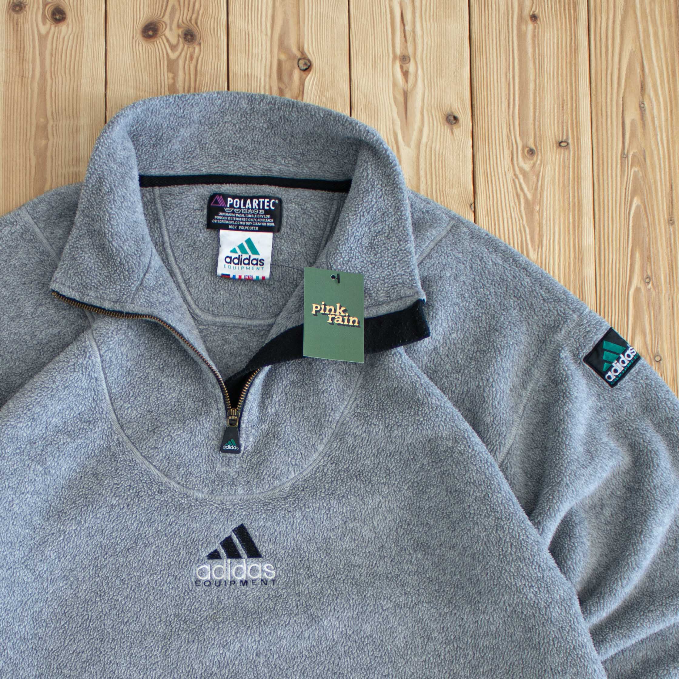 (XL) Adidas Equipment Vintage Embroidered Fleece Quarter-Zip Gray