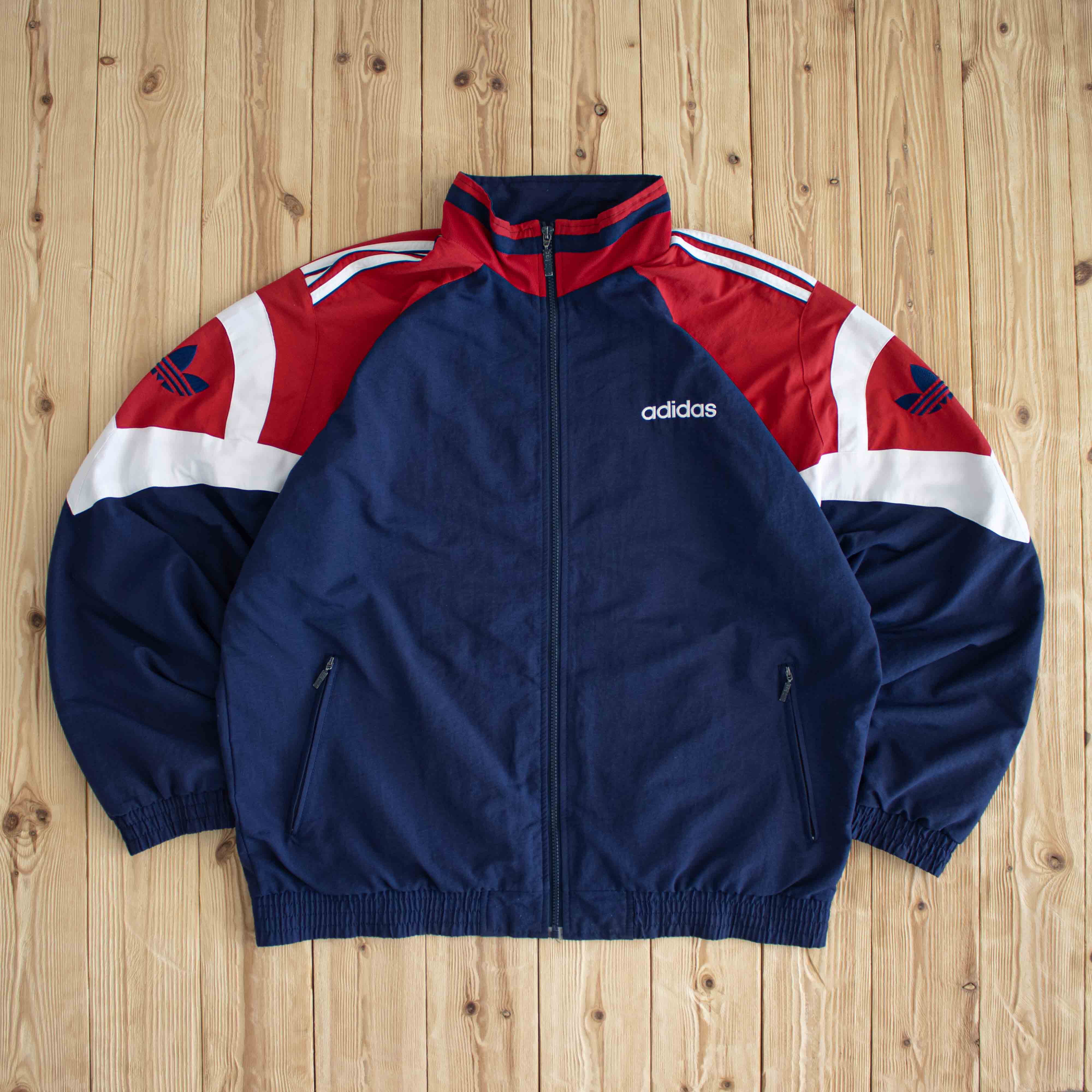 (XL) Adidas Vintage Embroidered Jacket Blue