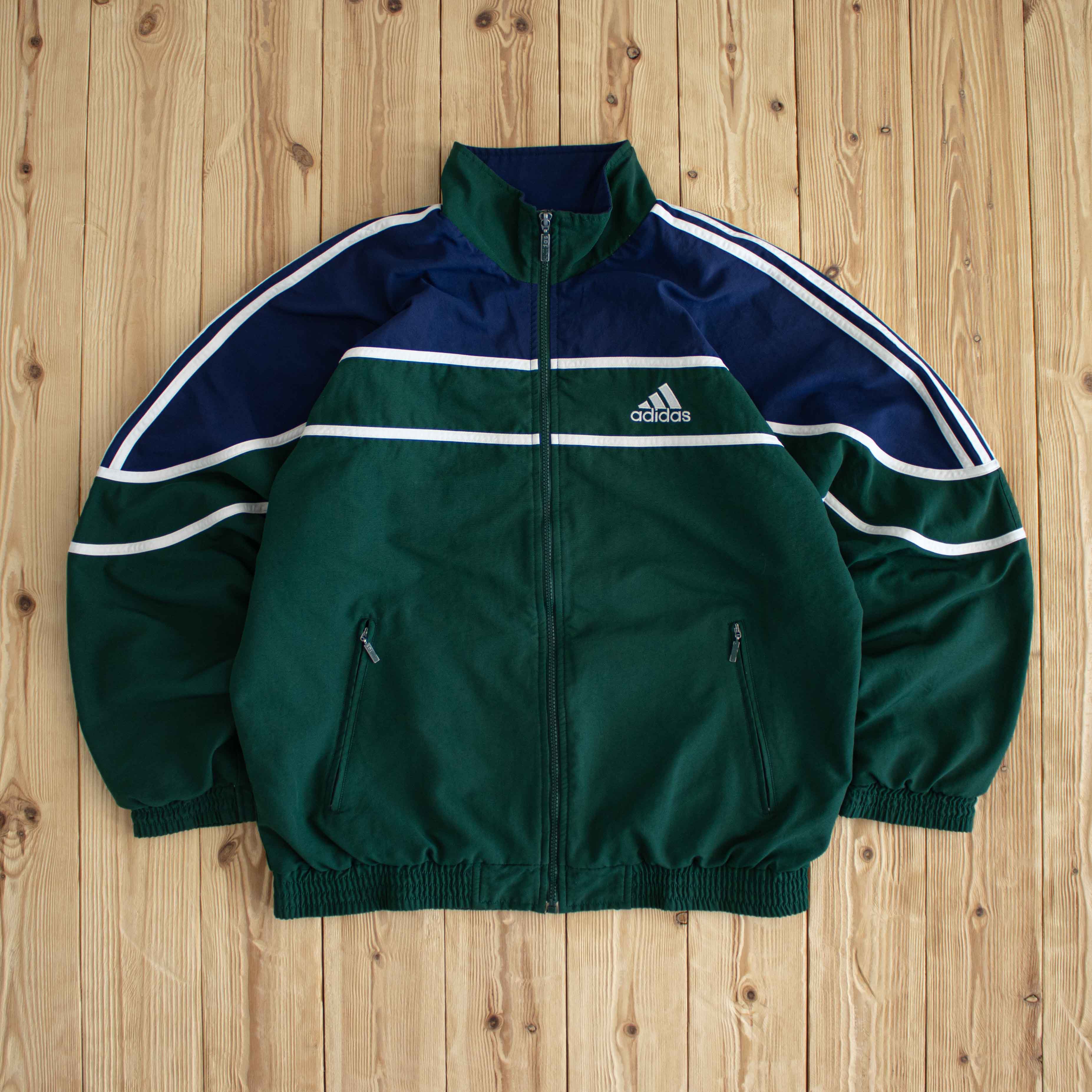 (M) Adidas Logo Vintage Embroidered Jacket Green