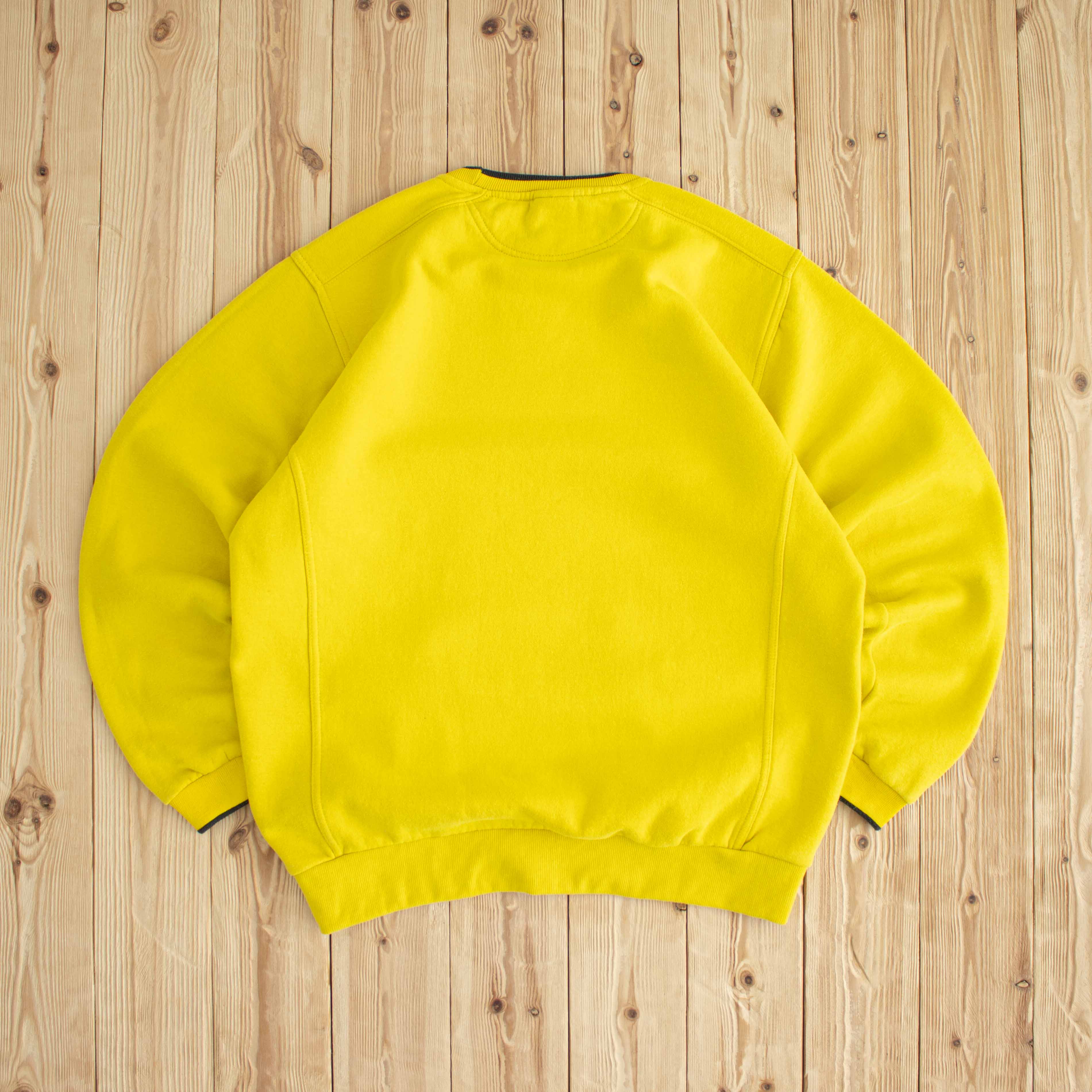 (L/XL) Nike Swoosh Vintage Embroidered Sweatshirt Yellow