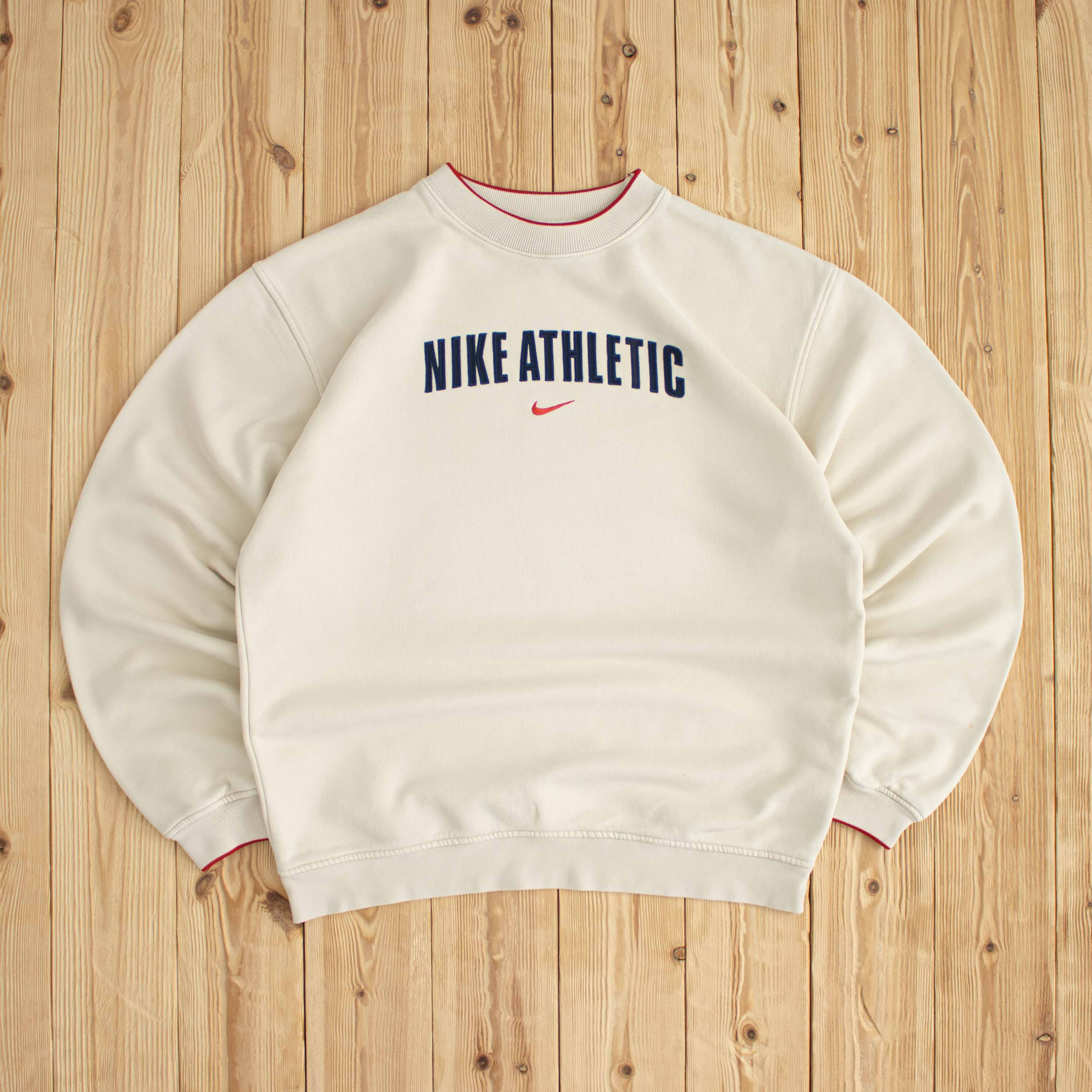 (M) Nike Athletic Vintage Embroidered Sweatshirt Beige