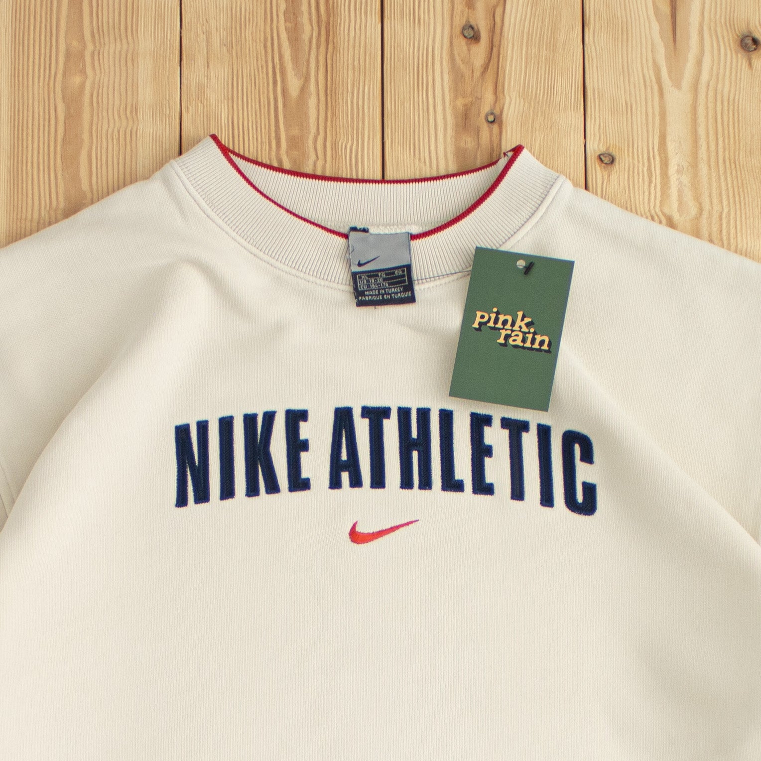 (M) Nike Athletic Vintage Embroidered Sweatshirt Beige