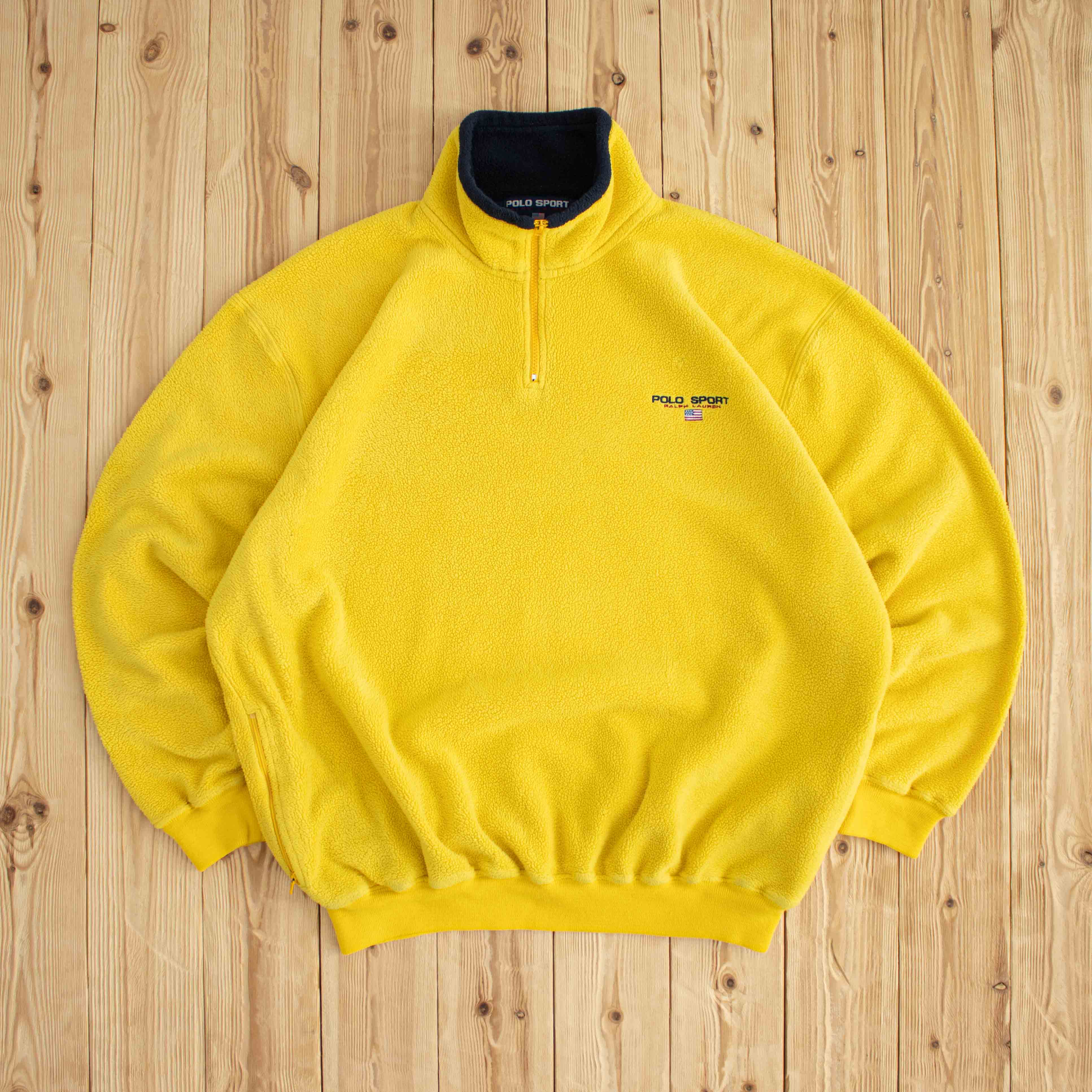 (XL) Polo Sport Ralph Lauren Vintage Embroidered Quarter-Zip Yellow