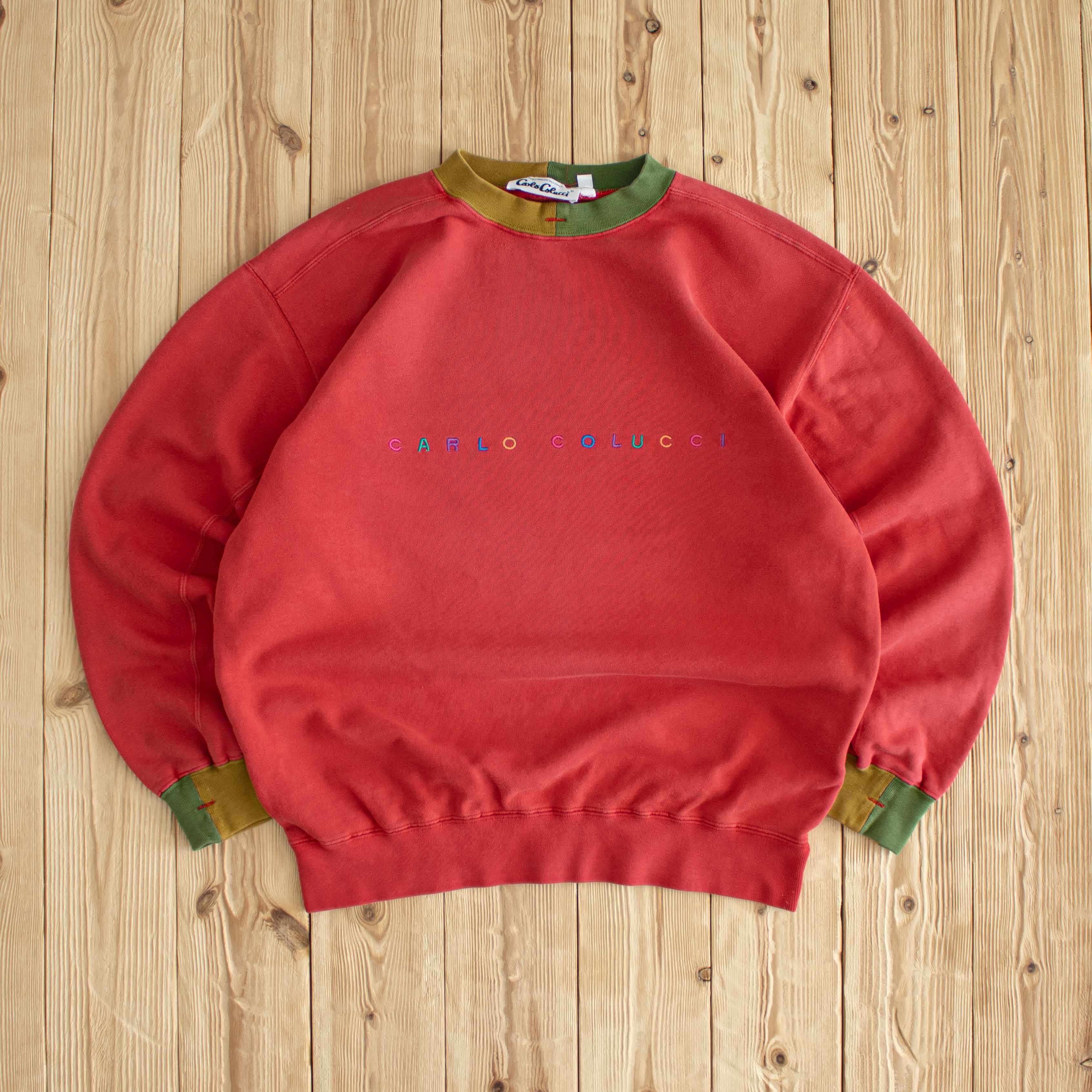 (M) Carlo Colucci Vintage Embroidered Sweatshirt Red