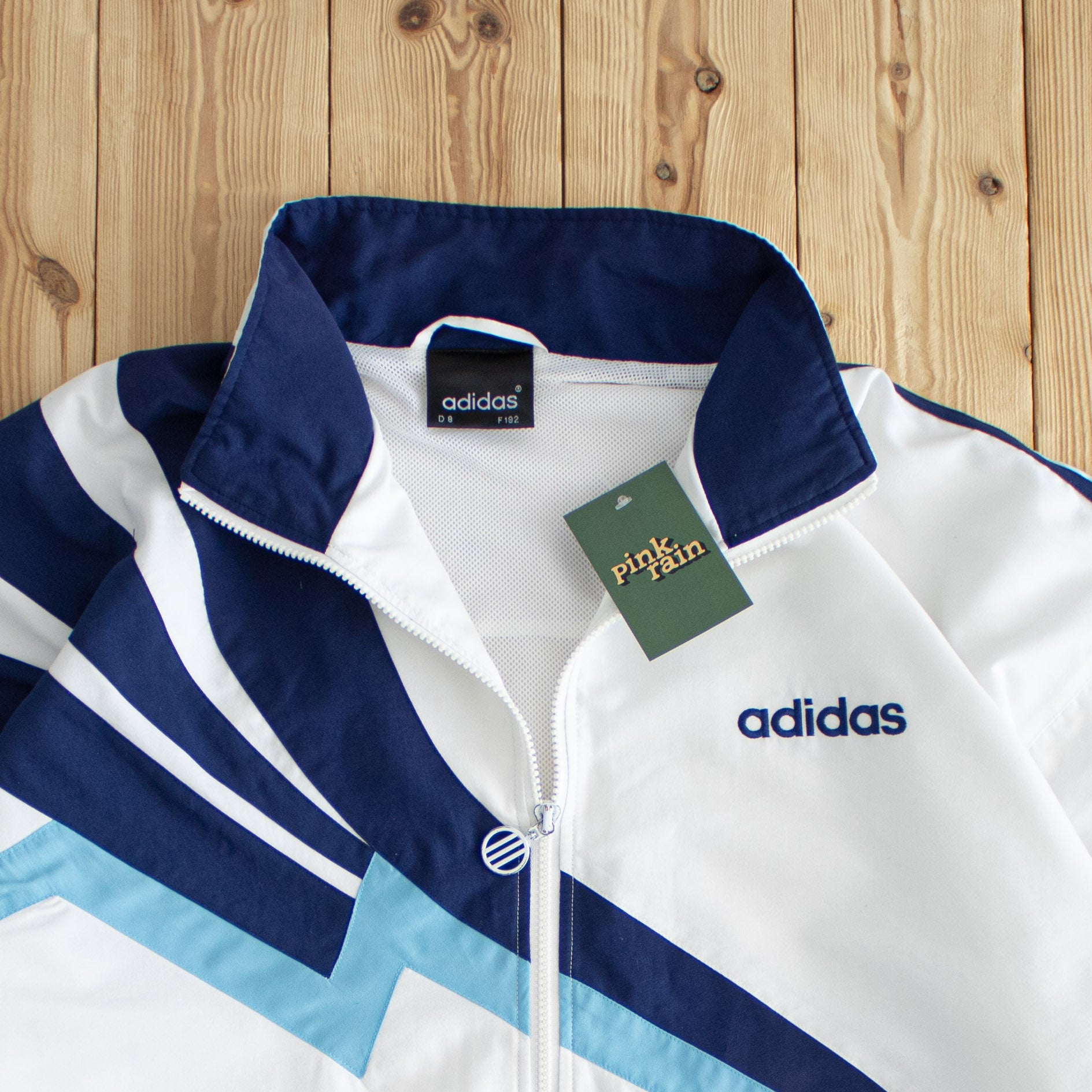 (XL) Adidas Icy Vintage Embroidered Jacket White Blue