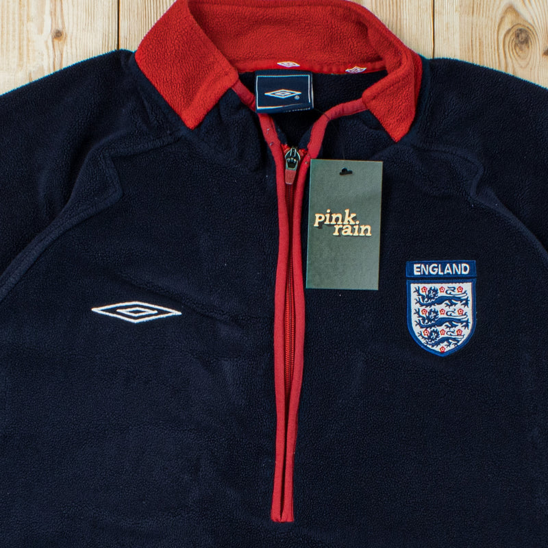 (L) Vintage Umbro England Embroidered Quarter-Zip Fleece