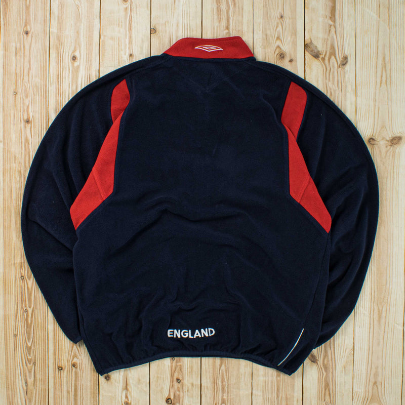 (L) Vintage Umbro England Embroidered Quarter-Zip Fleece