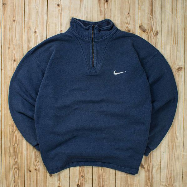 (L) Vintage Nike Essential Embroidered Quarter-Zip Sweatshirt