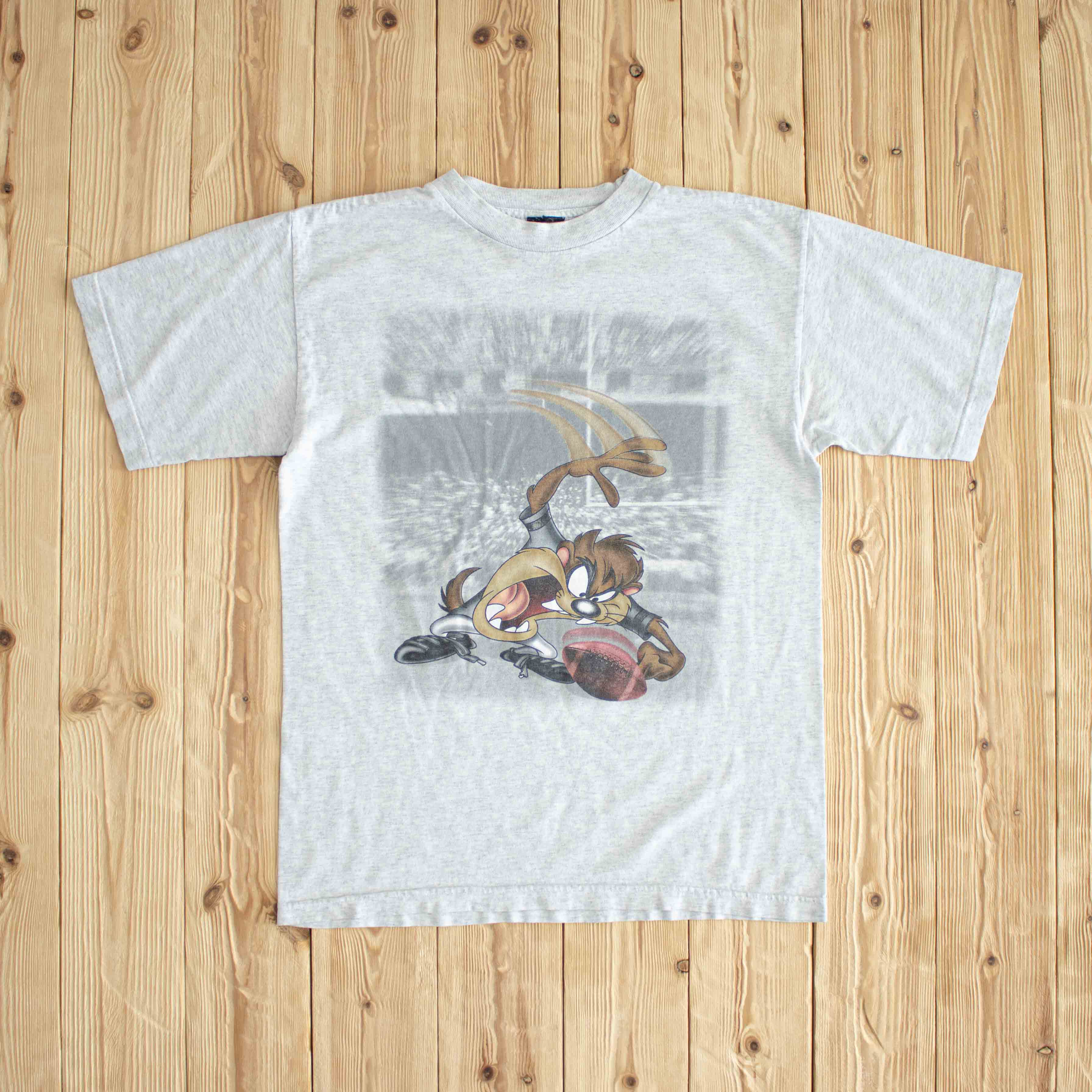 (S/M) Tasmanian Devil Football Vintage T-Shirt Gray