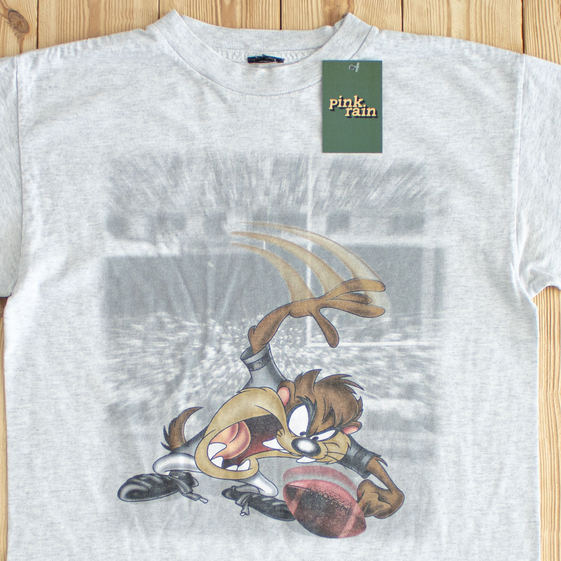 (S/M) Tasmanian Devil Football Vintage T-Shirt Gray