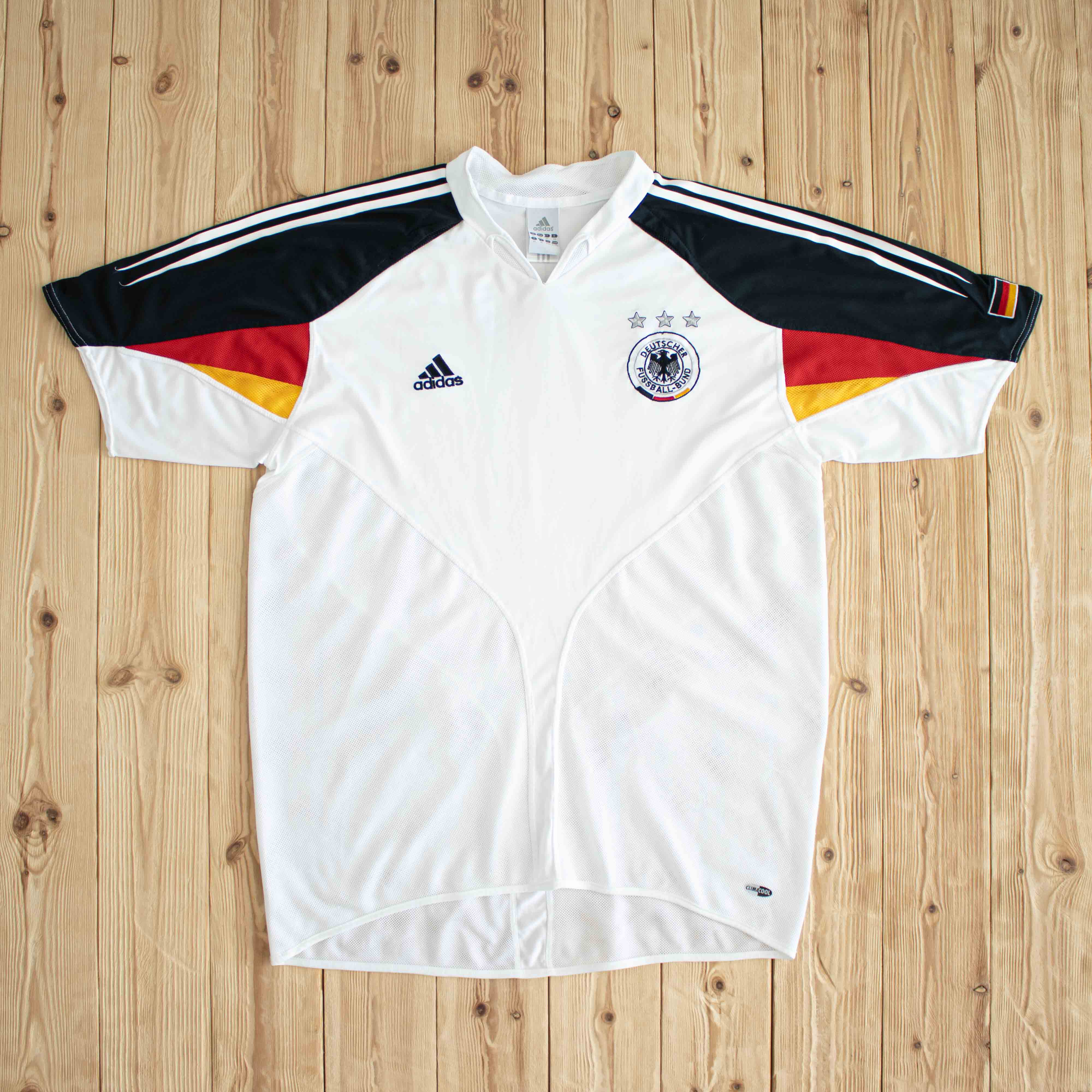 (L/XL) Adidas Deutscher Fussball-Bund Vintage Embroidered T-Shirt White