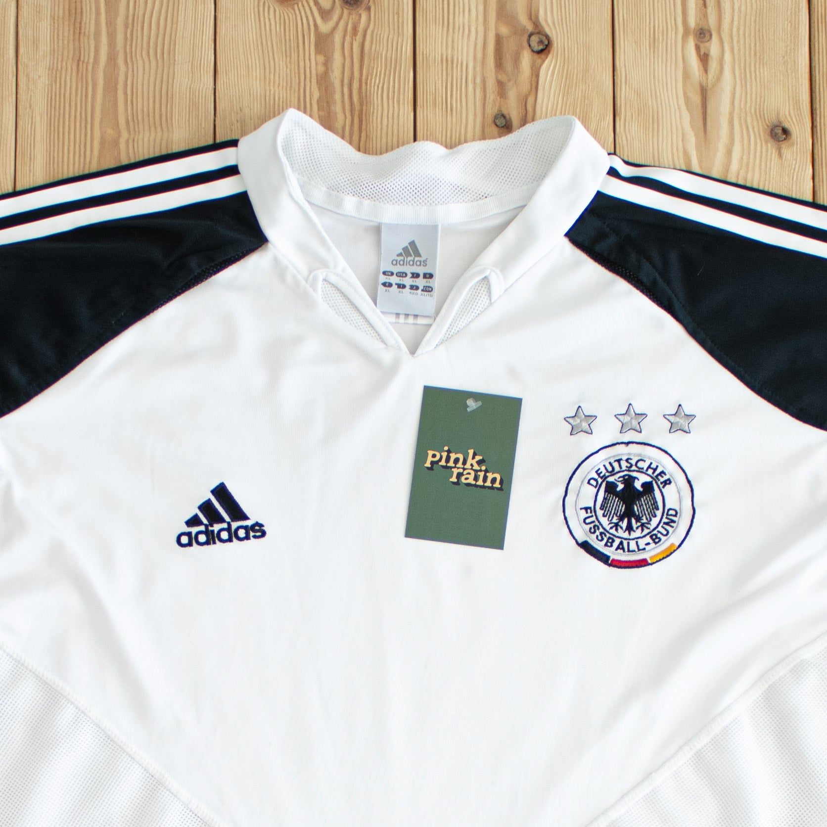 (L/XL) Adidas Deutscher Fussball-Bund Vintage Embroidered T-Shirt White