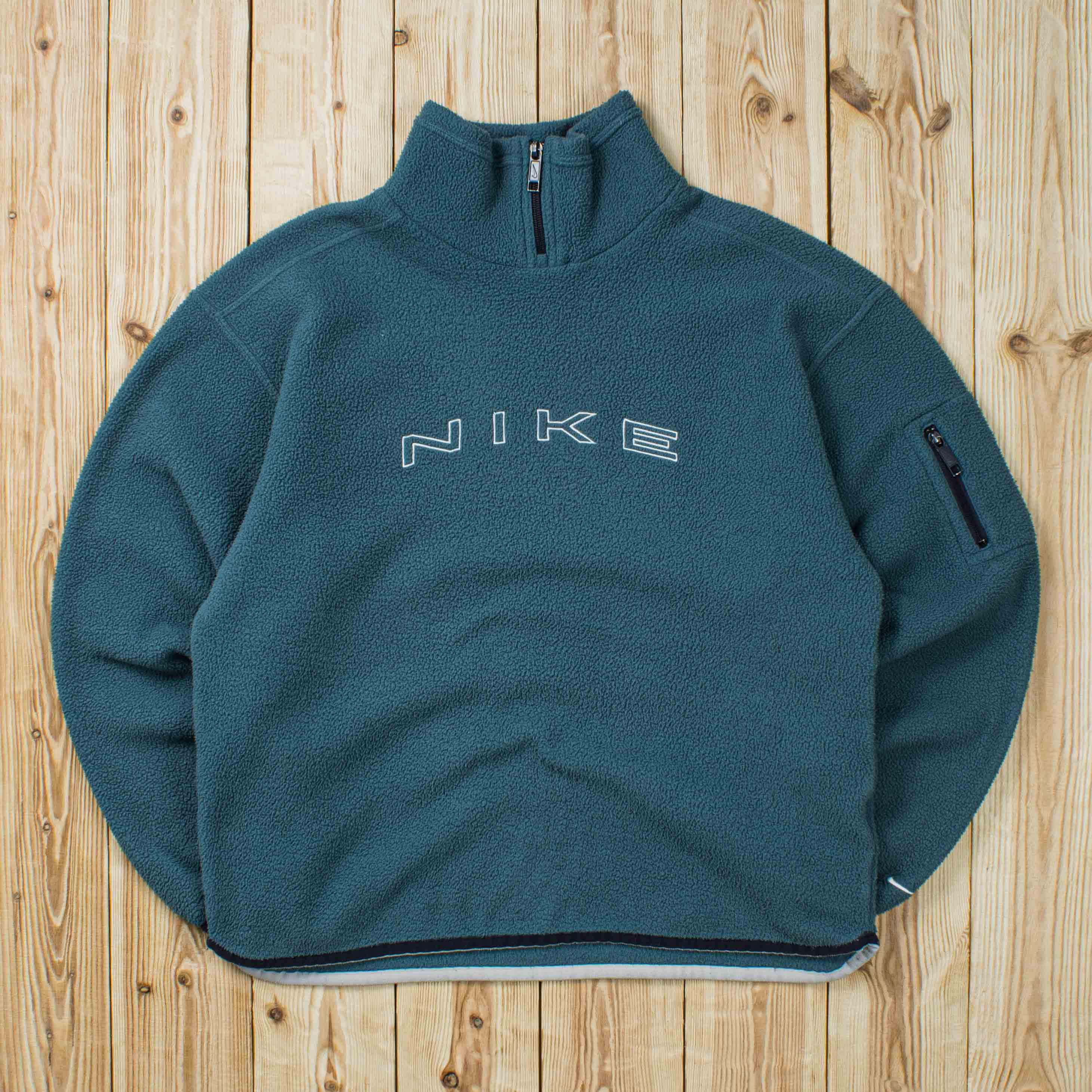 (S) Vintage Nike Spell Out Embroidered Fleece Quarter-Zip Sweatshirt