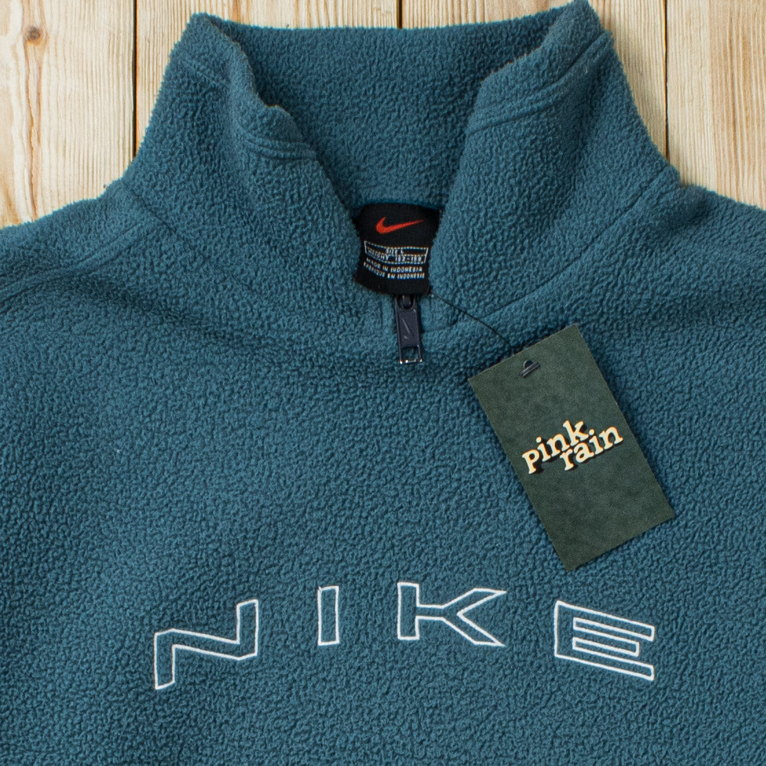 (S) Vintage Nike Spell Out Embroidered Fleece Quarter-Zip Sweatshirt