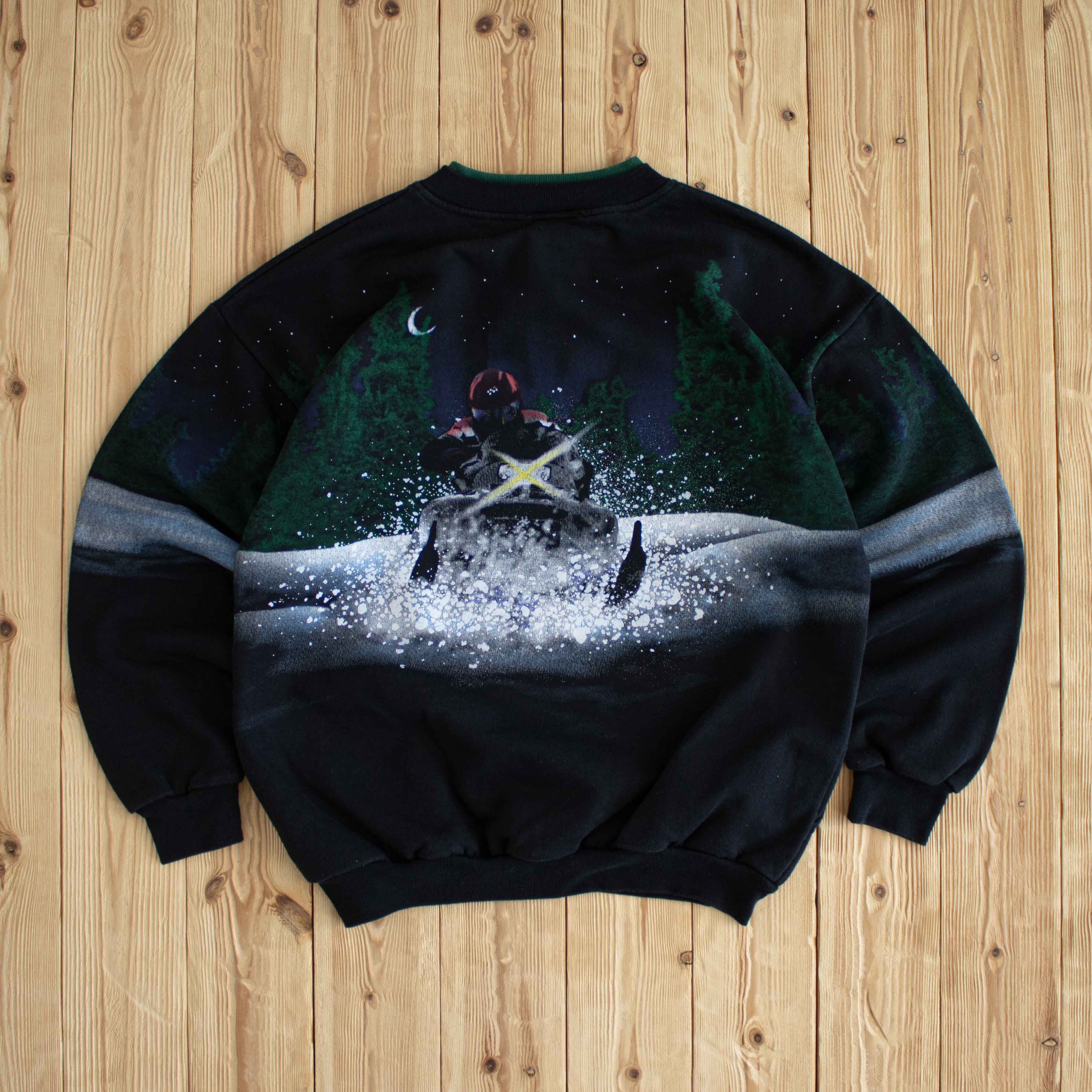 (M) Artisan Montana Snowmobile Vintage Sweatshirt Black