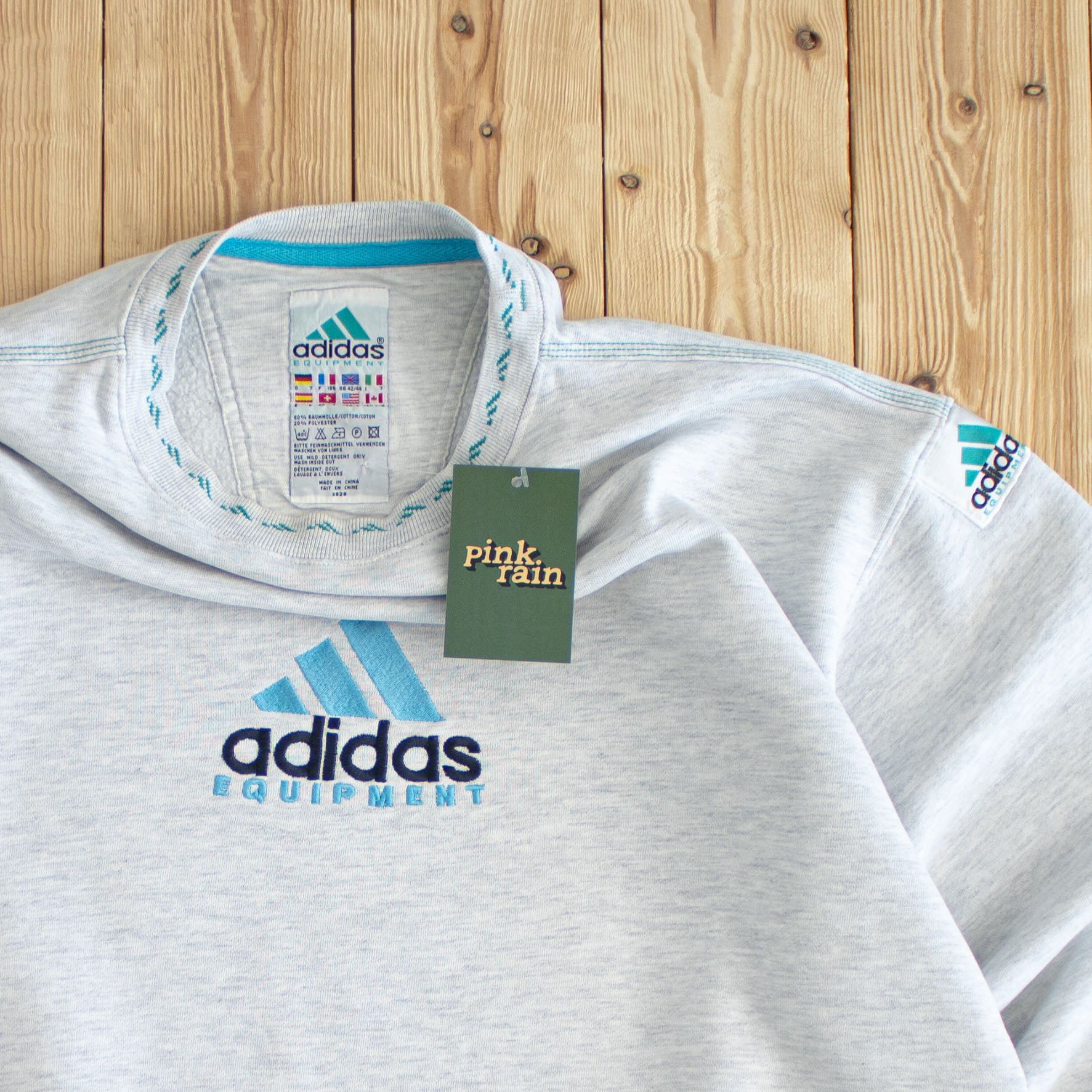 (M/L) Adidas Equipment Vintage Embroidered Sweatshirt Gray