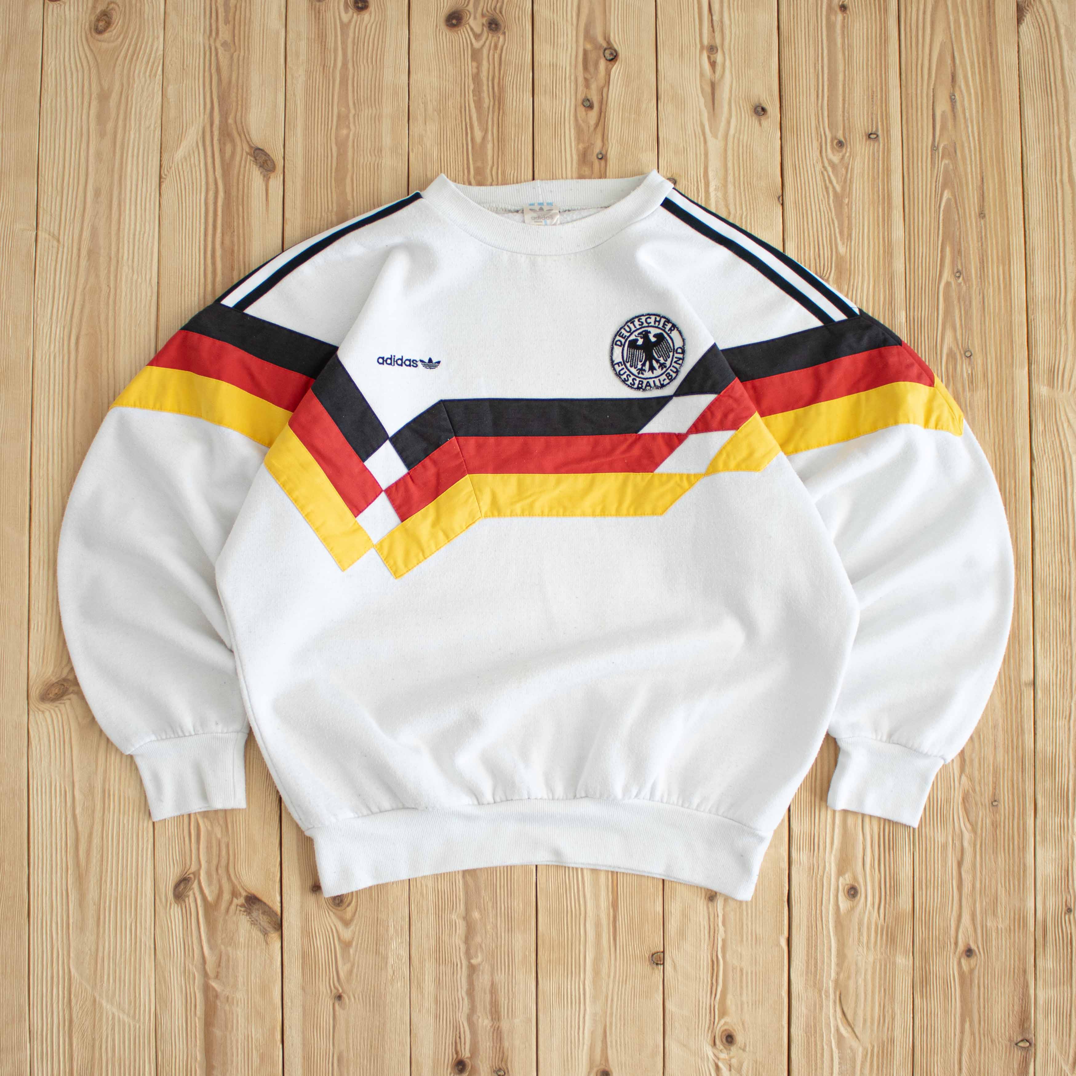(M) 1992 Adidas Deutscher Fussball-Bund Vintage Embroidered Sweatshirt White