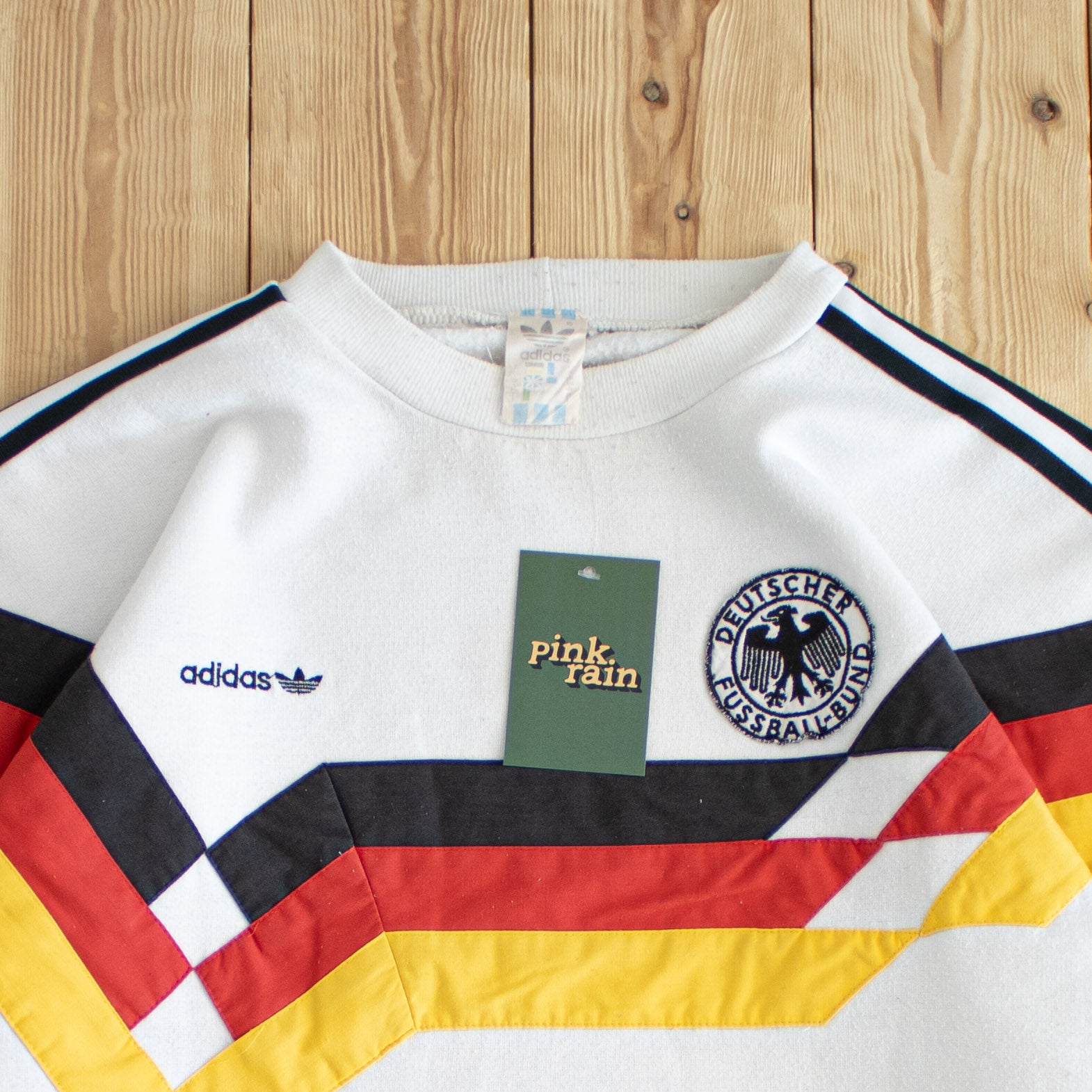 (M) 1992 Adidas Deutscher Fussball-Bund Vintage Embroidered Sweatshirt White