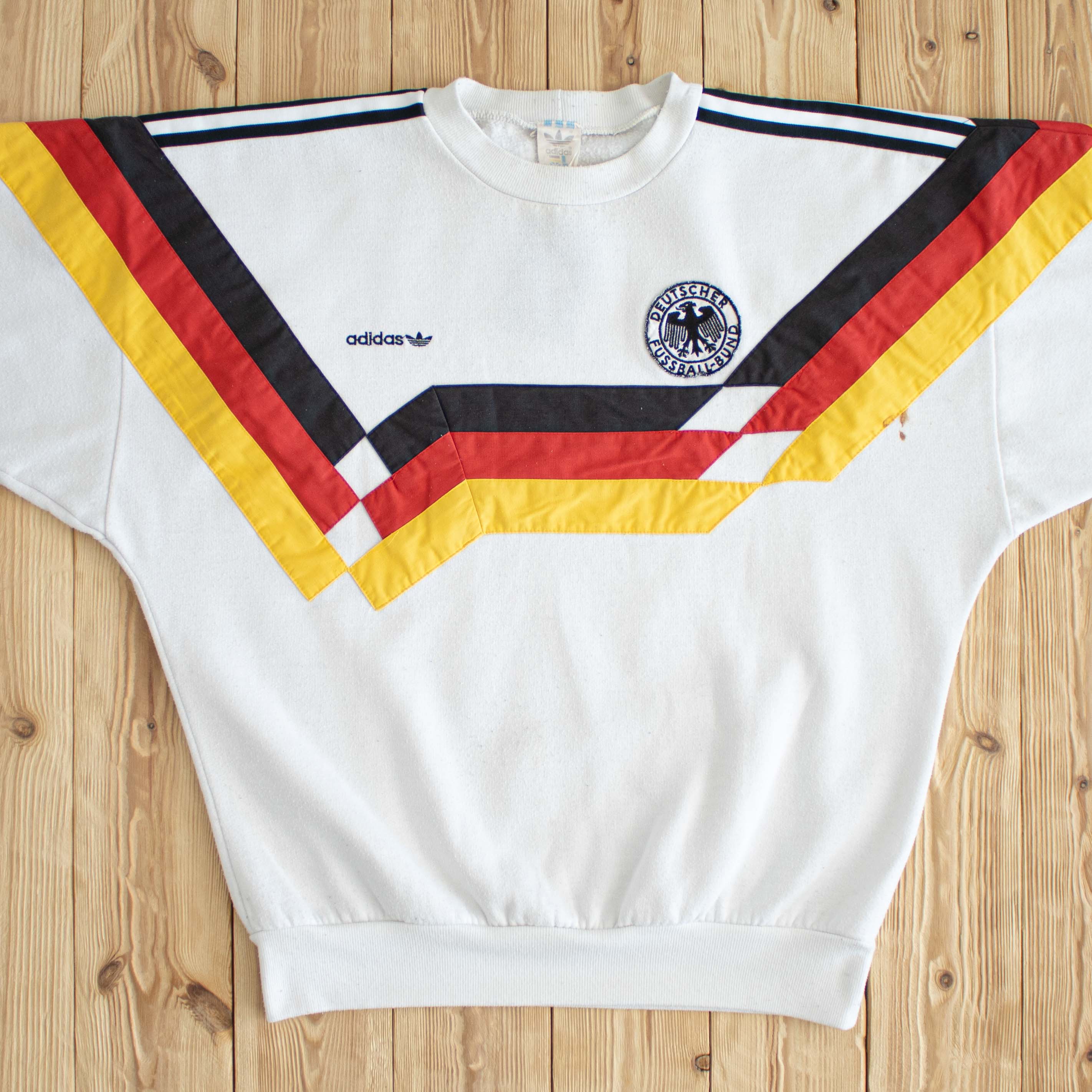 (M) 1992 Adidas Deutscher Fussball-Bund Vintage Embroidered Sweatshirt White