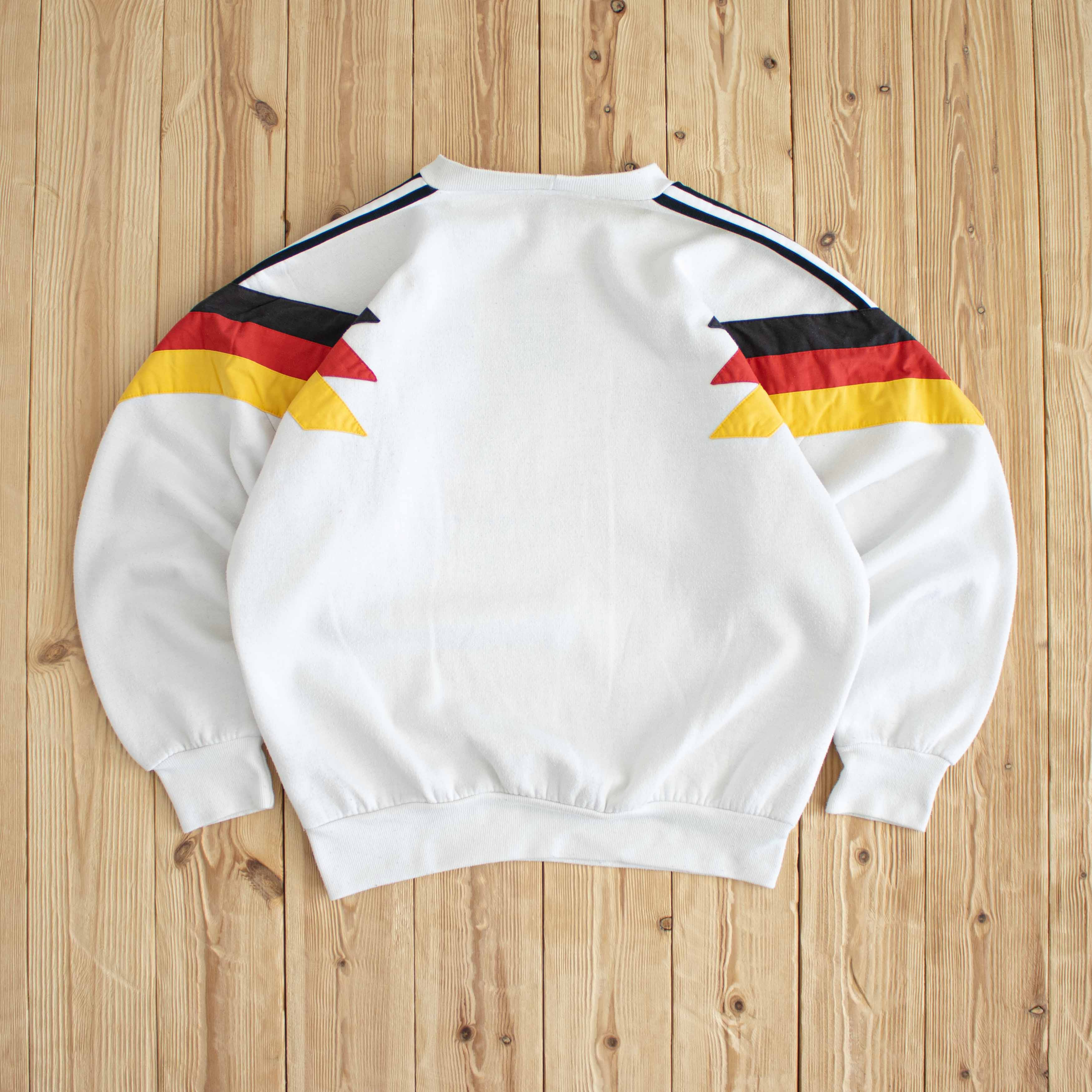 (M) 1992 Adidas Deutscher Fussball-Bund Vintage Embroidered Sweatshirt White