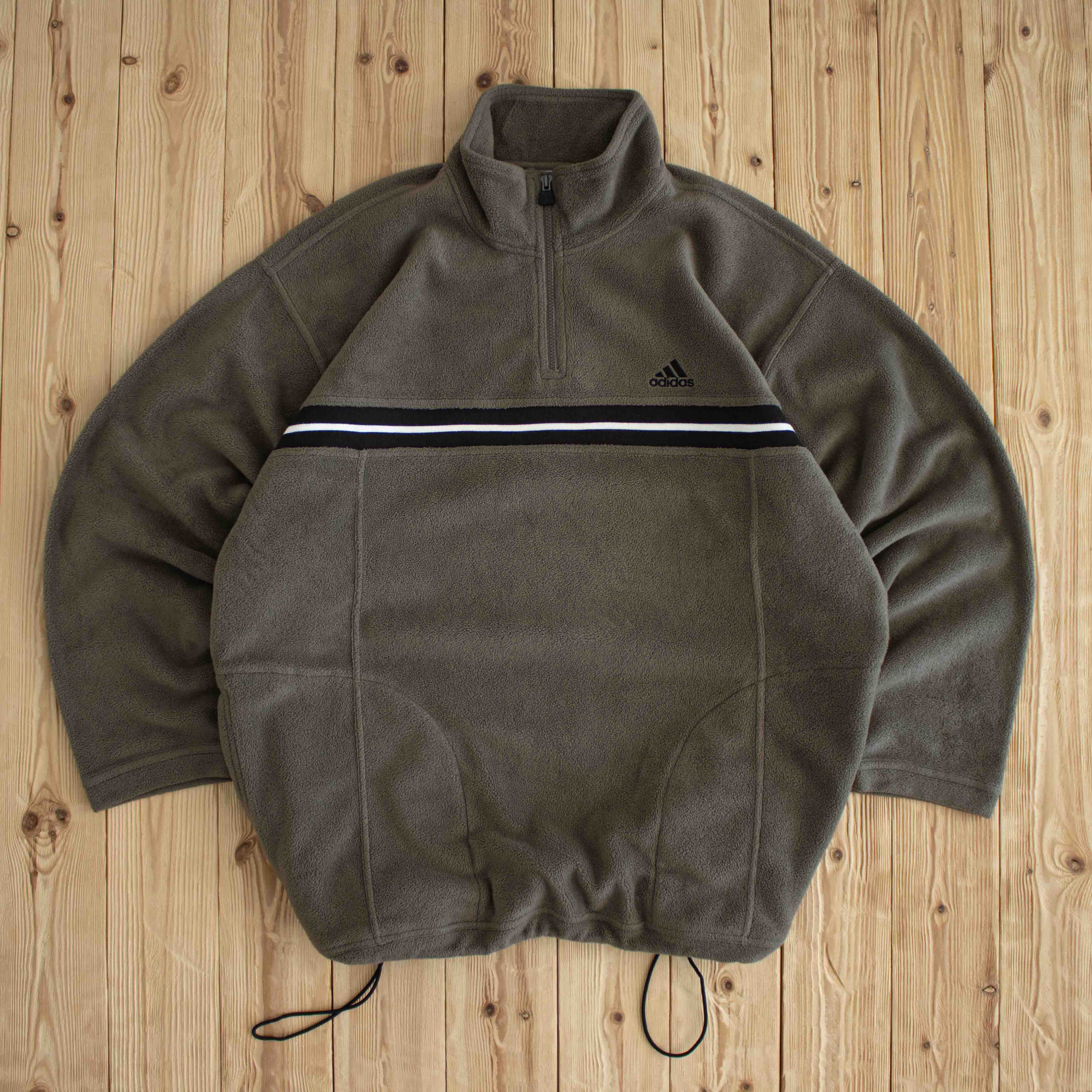 (XL) Adidas Vintage Fleece Embroidered Quarter-Zip Brown