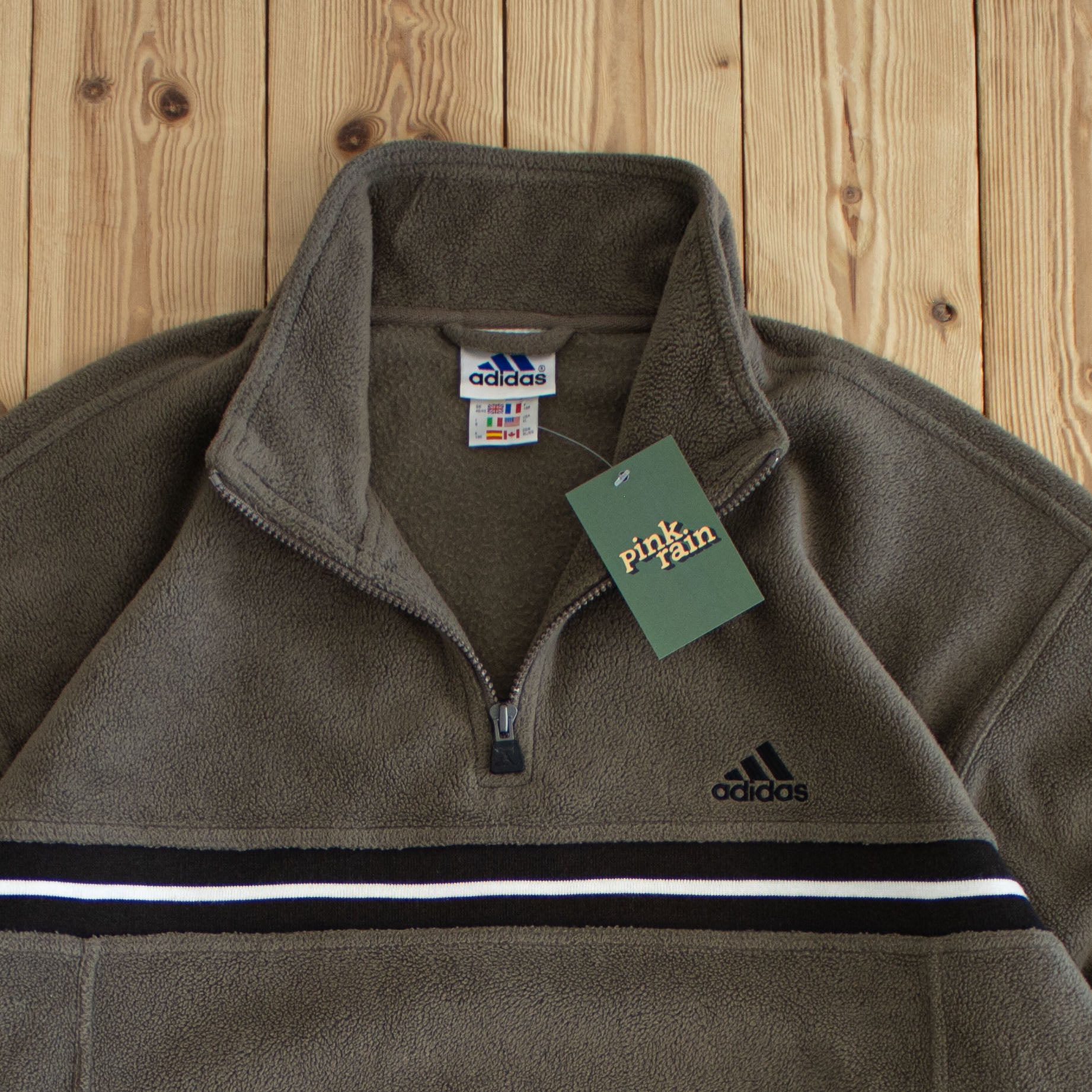 (XL) Adidas Vintage Fleece Embroidered Quarter-Zip Brown