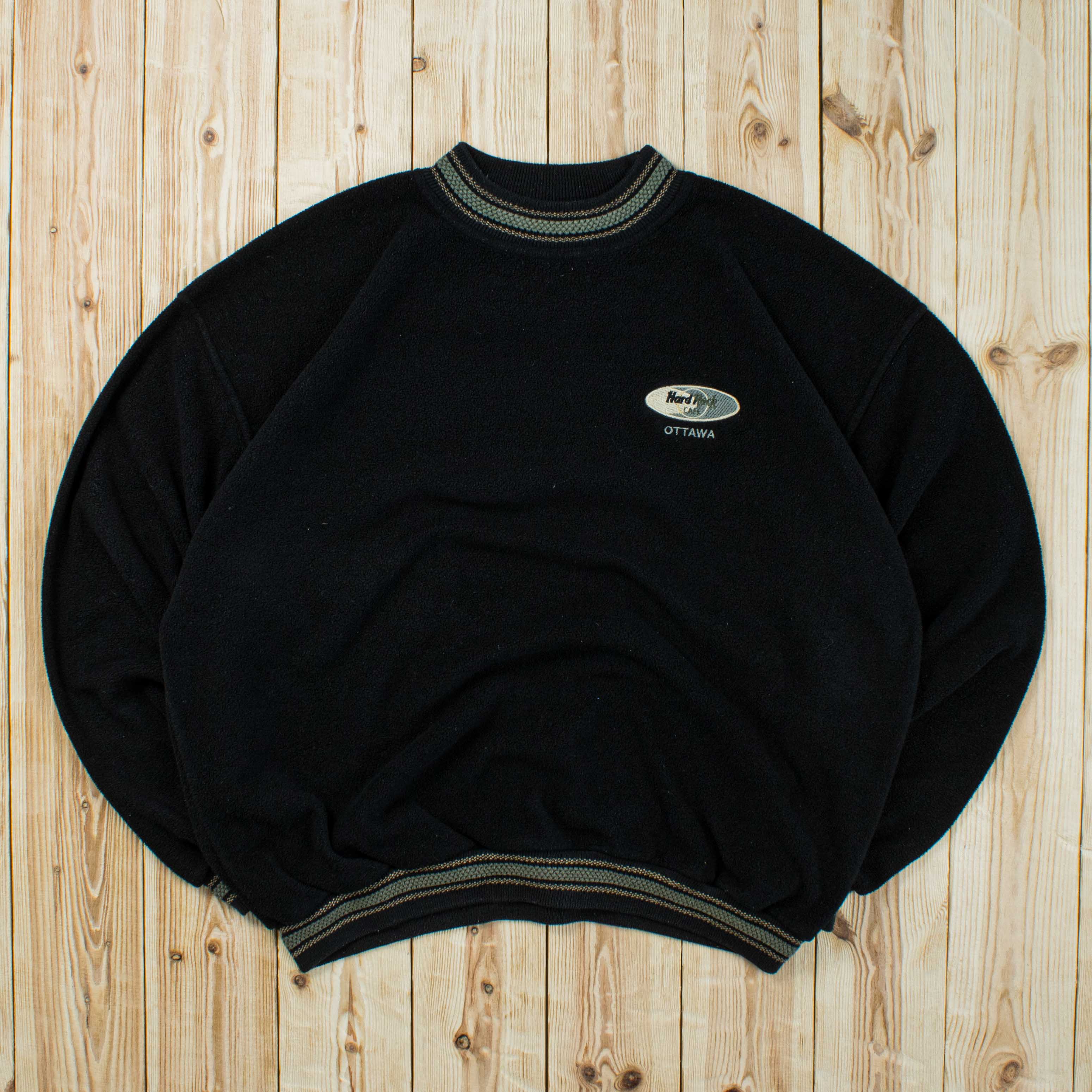 (L) Vintage Hard Rock Cafe Ottawa Embroidered Fleece Sweatshirt