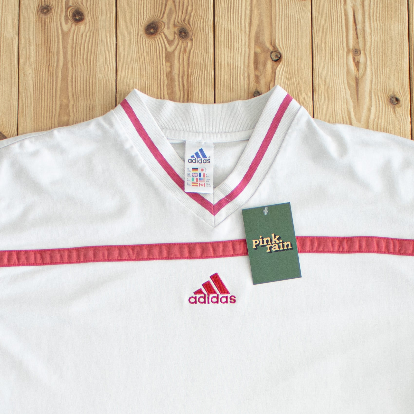 (XL) Adidas Center Logo Vintage Embroidered T-Shirt White