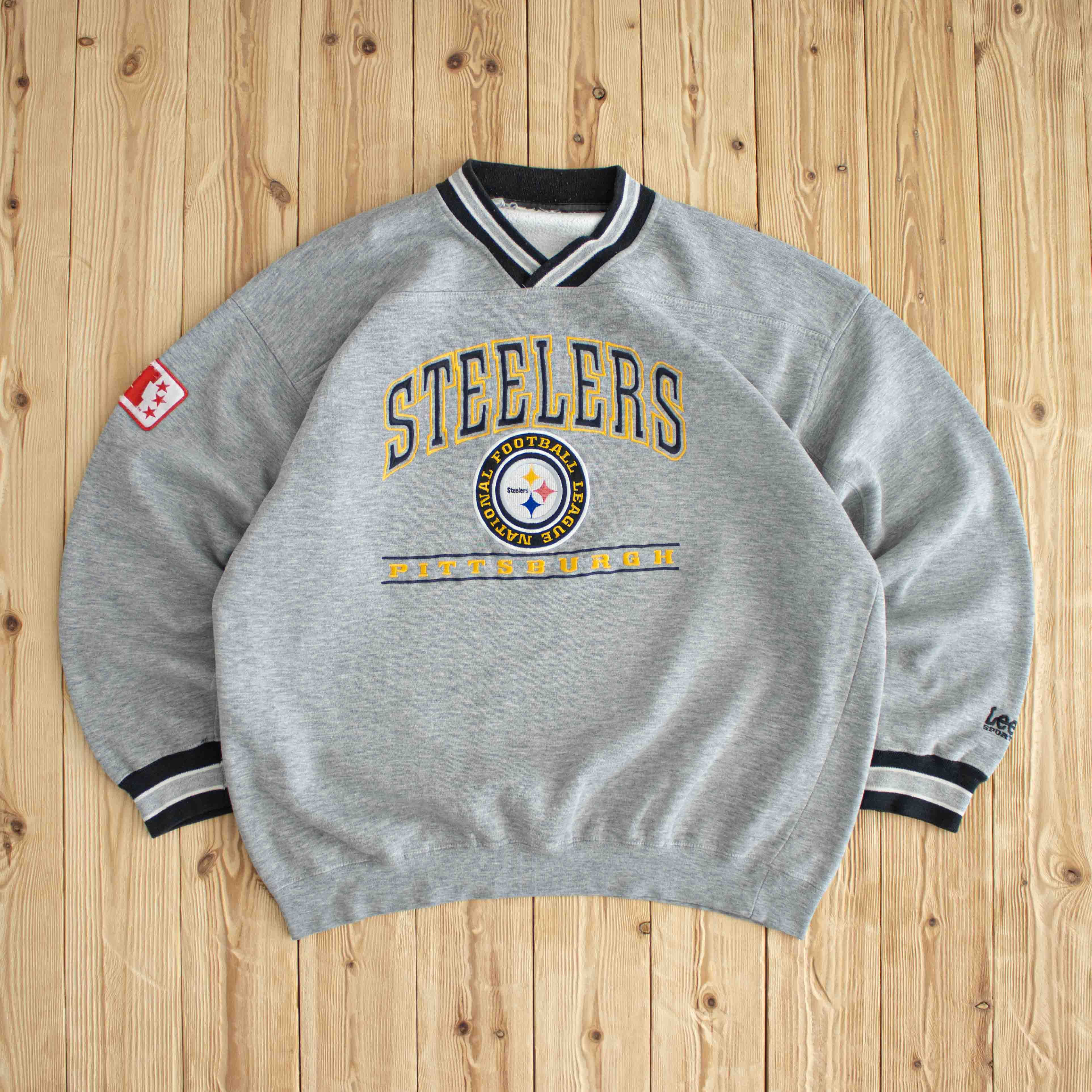 (L/XL) Lee Pittsburgh Steelers NFL Vintage Embroidered Sweatshirt Gray