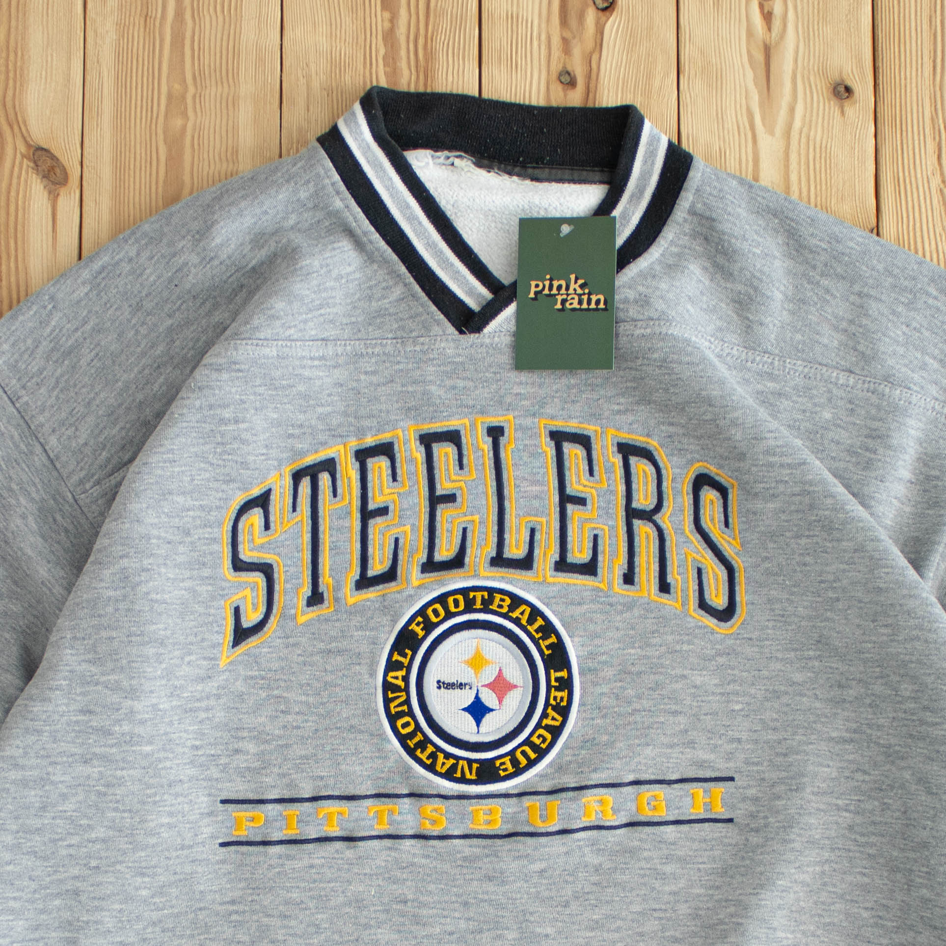 (L/XL) Lee Pittsburgh Steelers NFL Vintage Embroidered Sweatshirt Gray