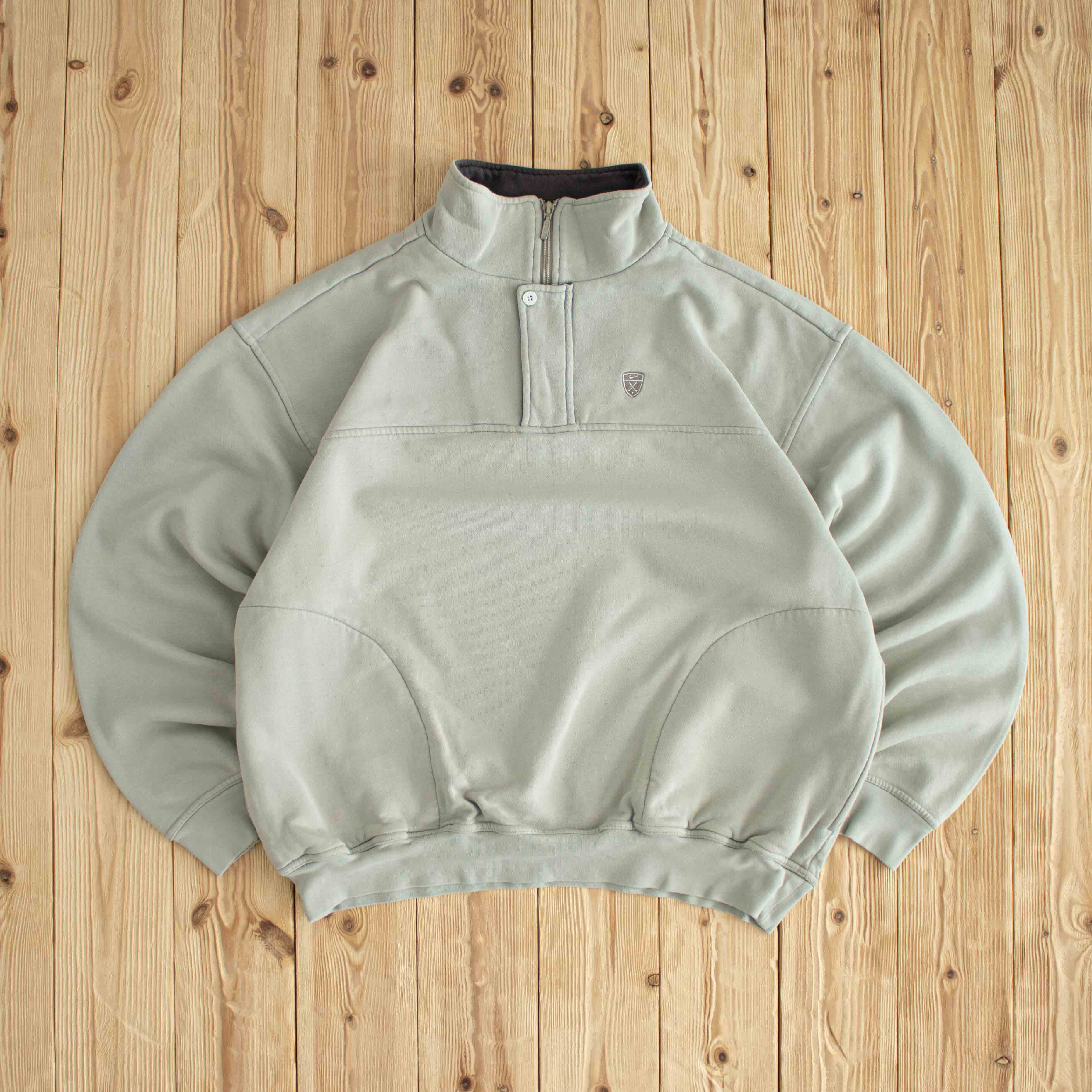 (M/L) Nike Golf Vintage Embroidered Quarter-Zip Beige