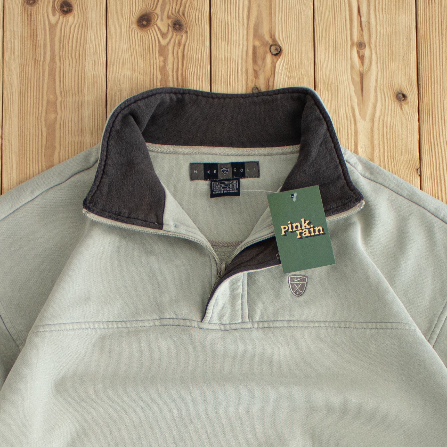 (M/L) Nike Golf Vintage Embroidered Quarter-Zip Beige