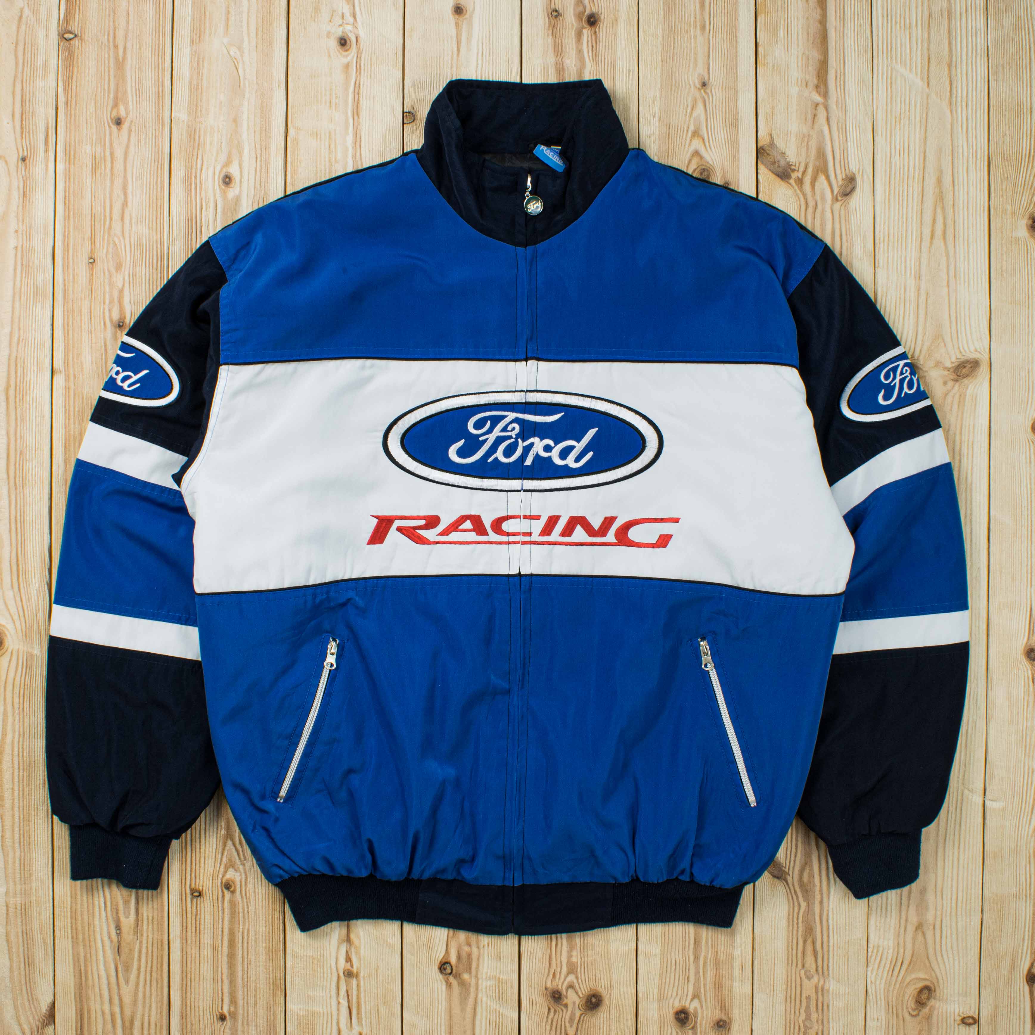 (XL) Vintage Ford Racing Embroidered Puffer Jacket